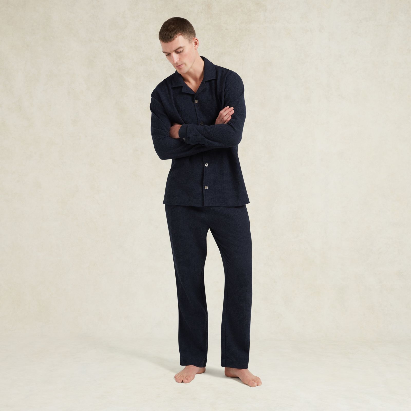 Cotton Cashmere Pyjama Trouser - Navy