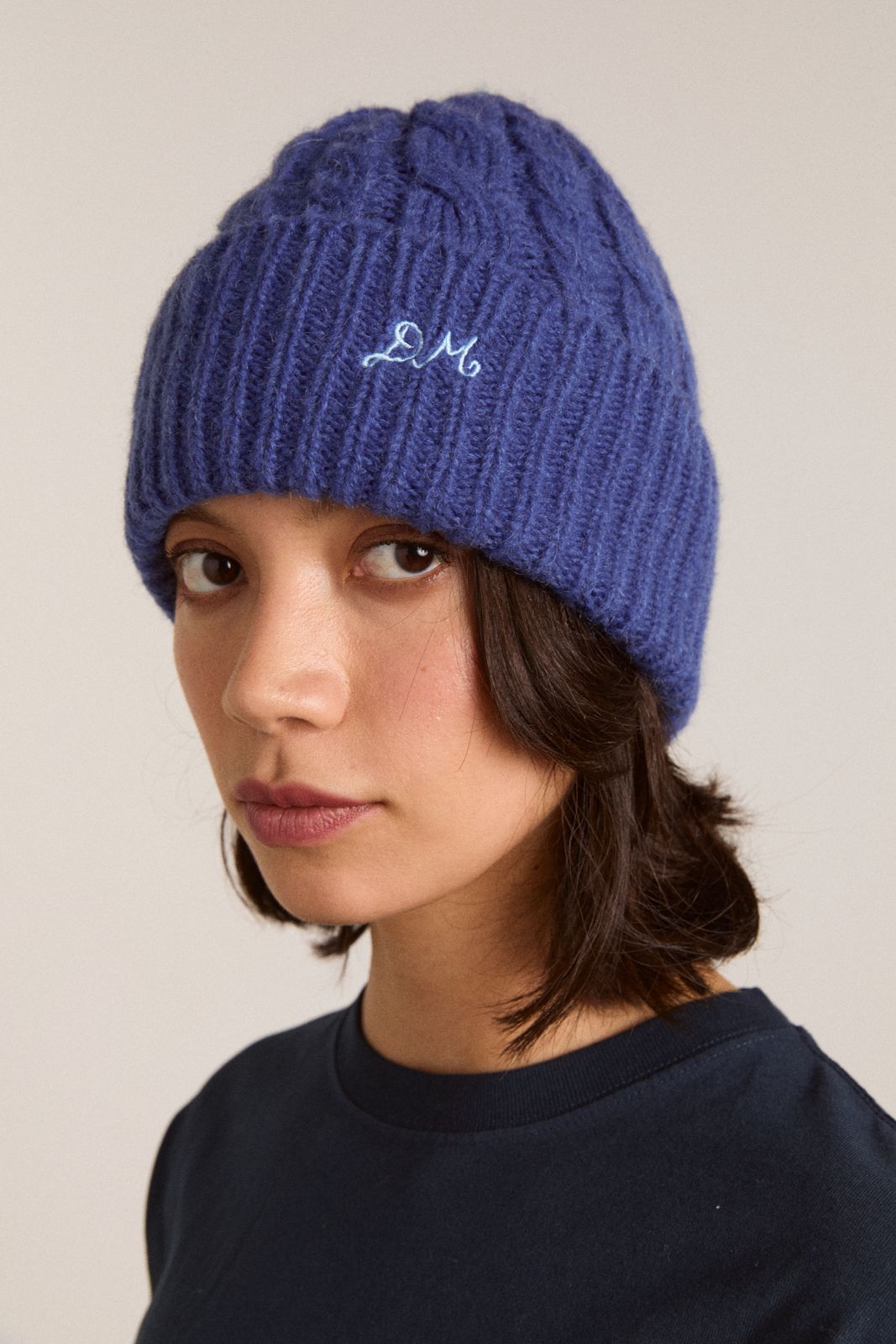 Cable Knit Beanie - Cobalt