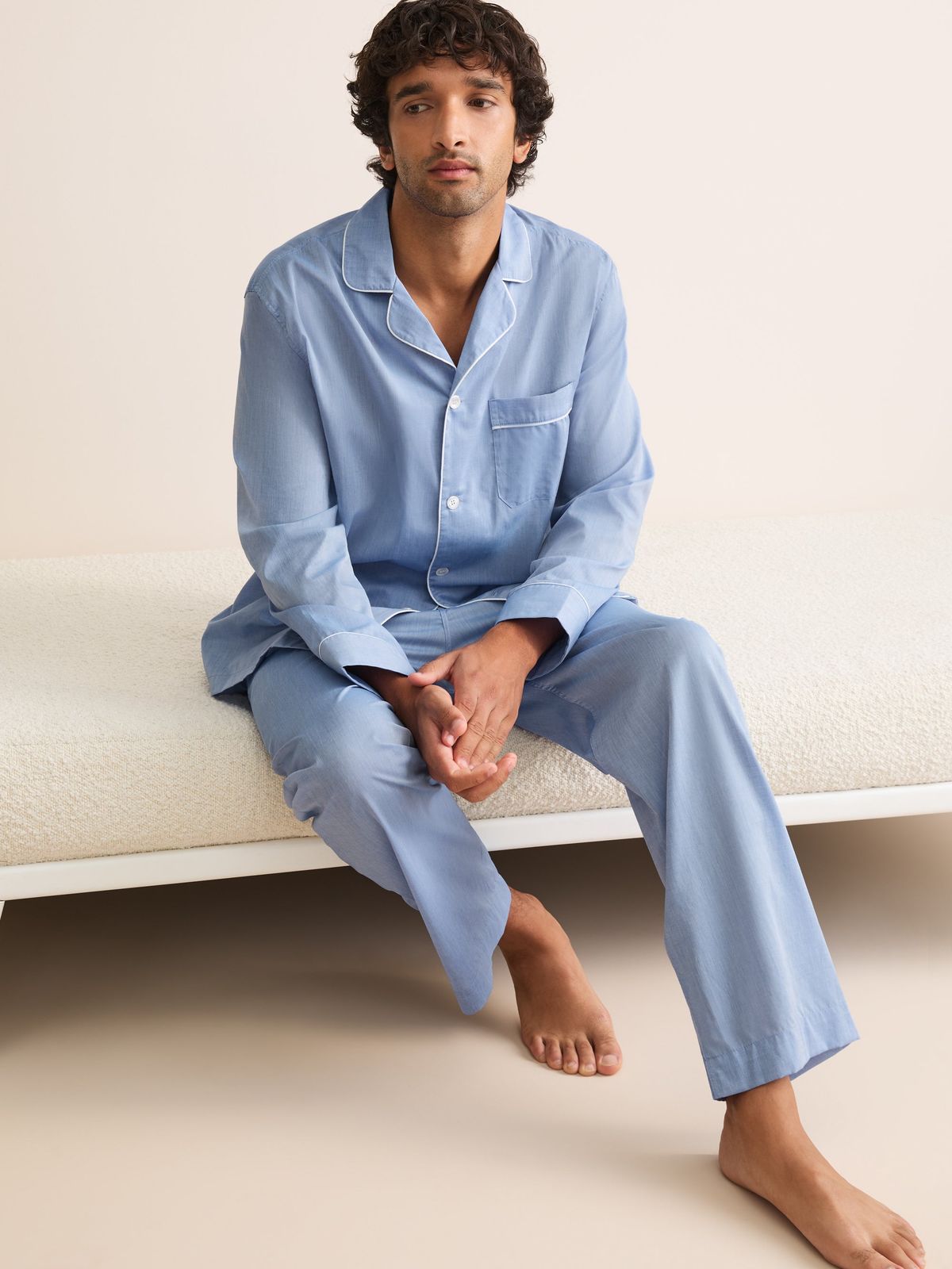 Amalfi Cotton Batiste Pyjamas Mid Blue