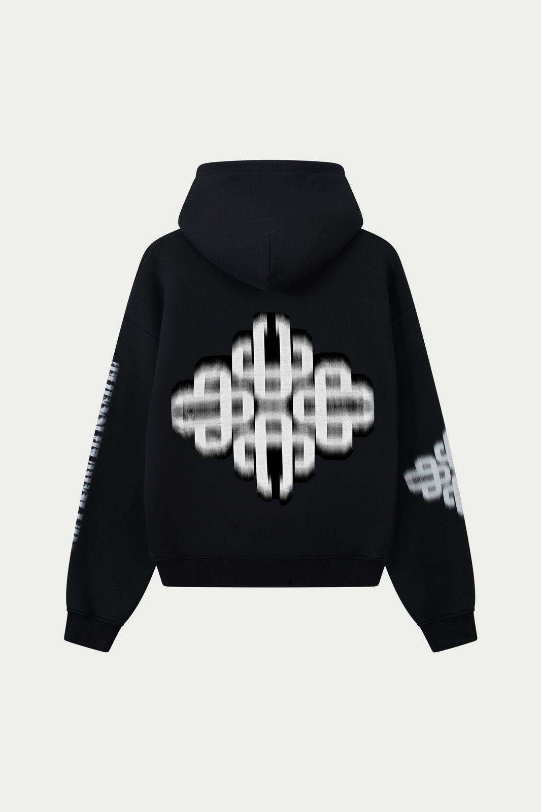 MOTION BLURRED EMBLEM HOODIE - BLACK