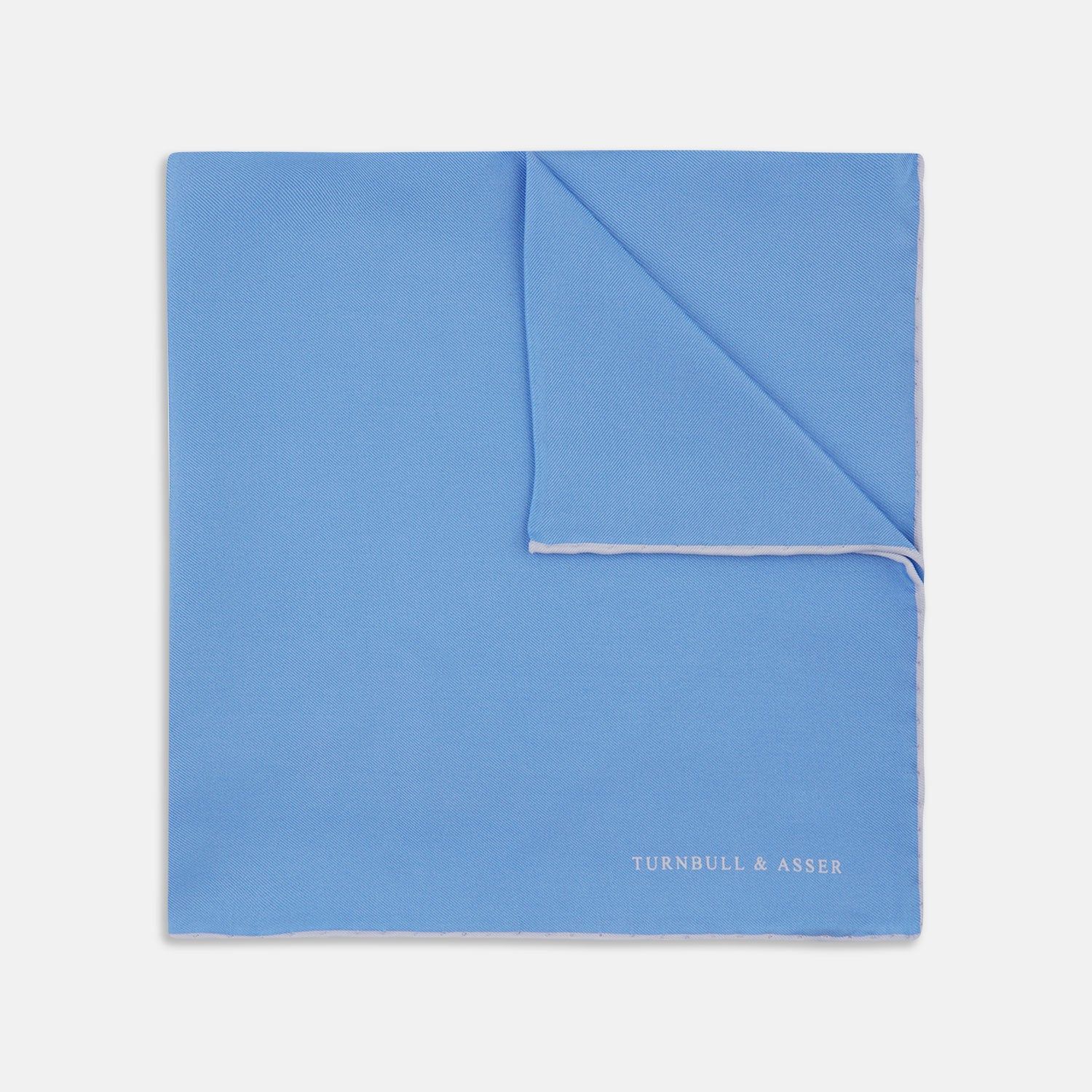 Blue and White Piped Silk Pocket Square