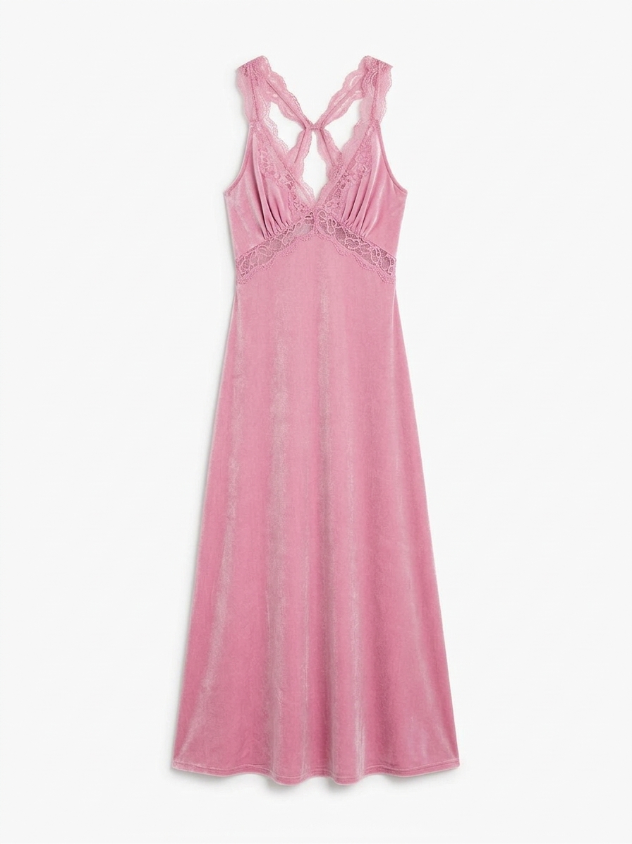 Aurelia Velvet Dress In Vintage Pink