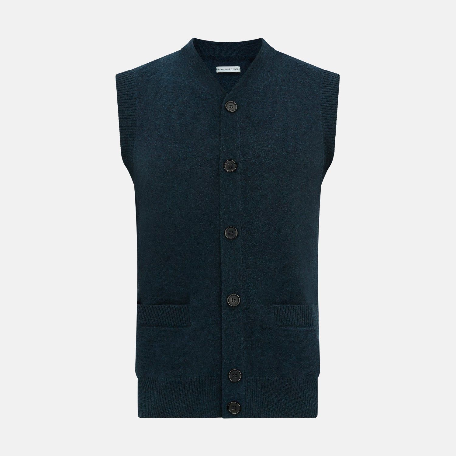 Dark Green Melange Cashmere Sleeveless Cardigan