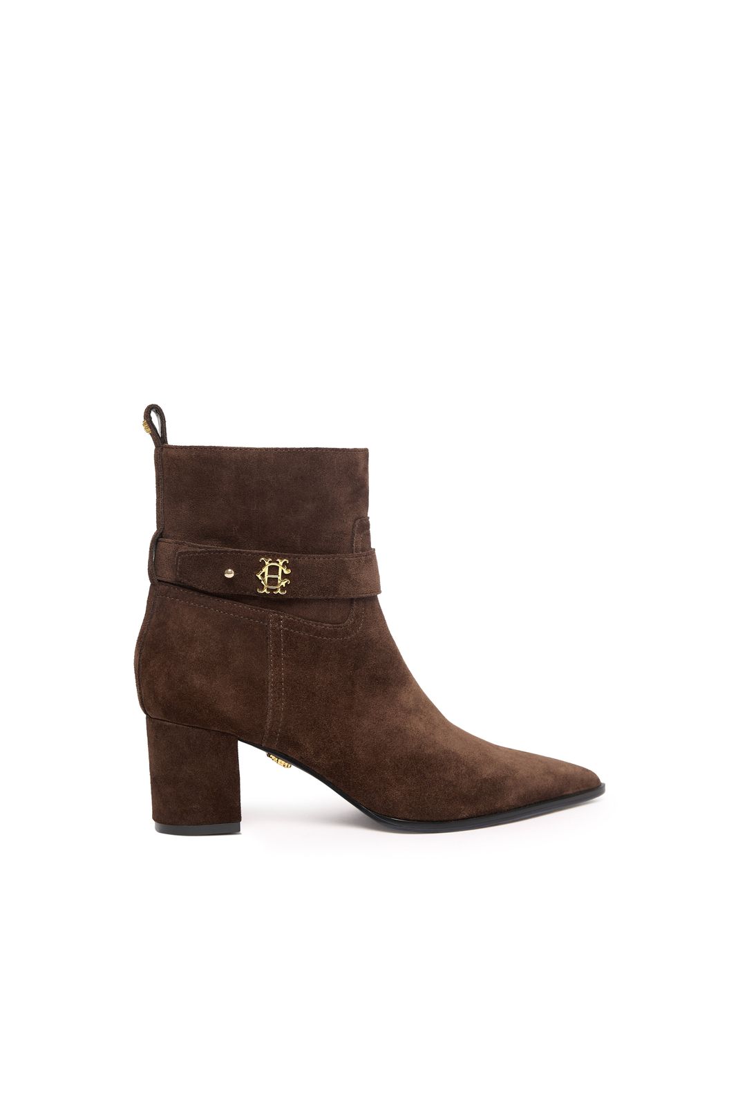 Marlborough Mid Heel Ankle Boot (Chocolate Suede)