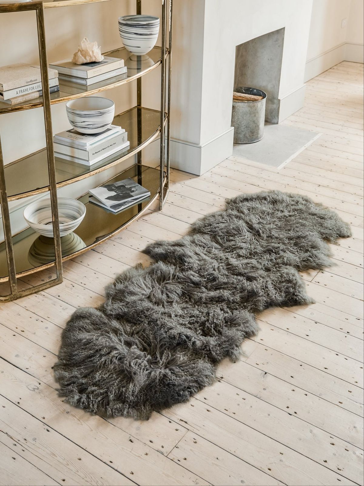 Double Tibetan Sheepskin Rug - Charcoal