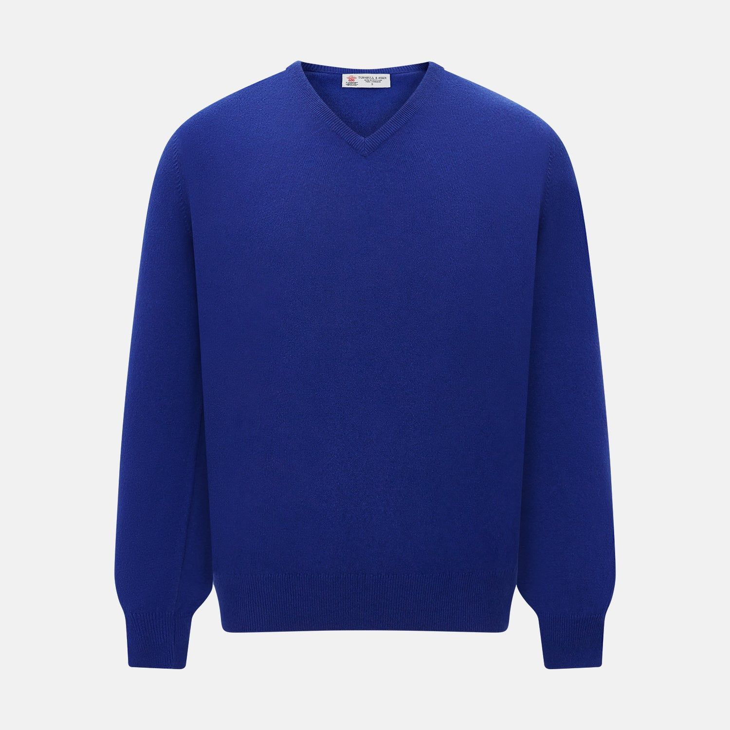 Royal Blue long-sleeve V-neck jumper in cashmere