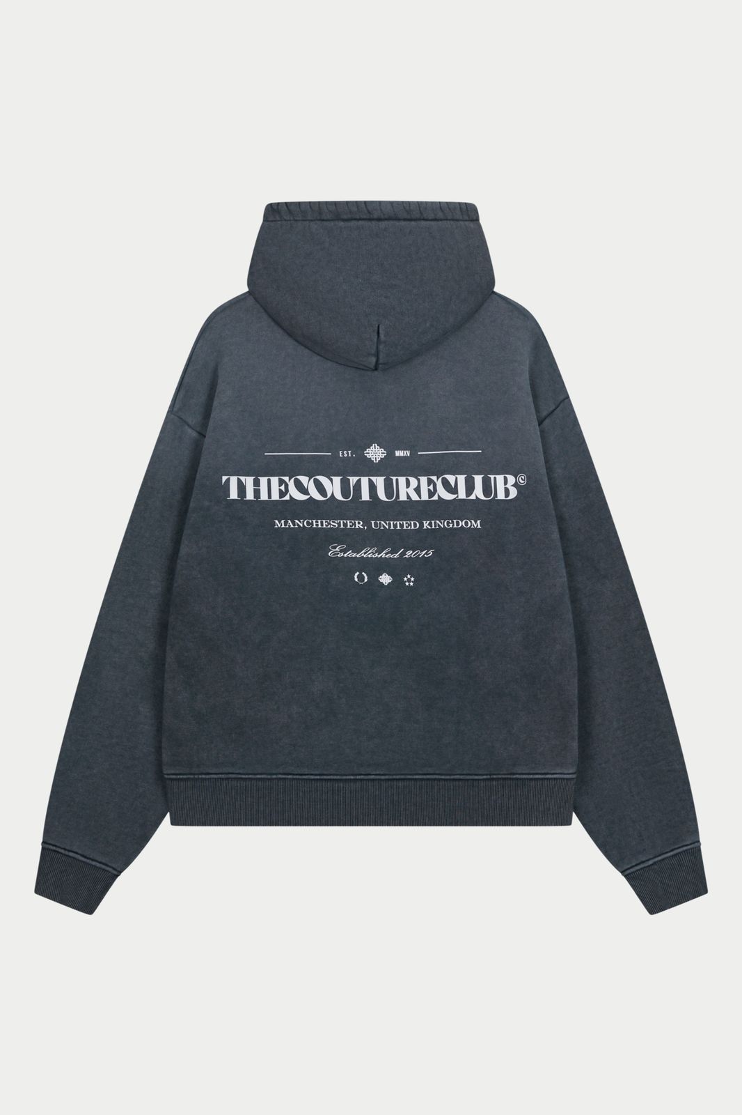 SPRAY WASH COPYRIGHT MULTI GRAPHIC HOODIE - BLACK