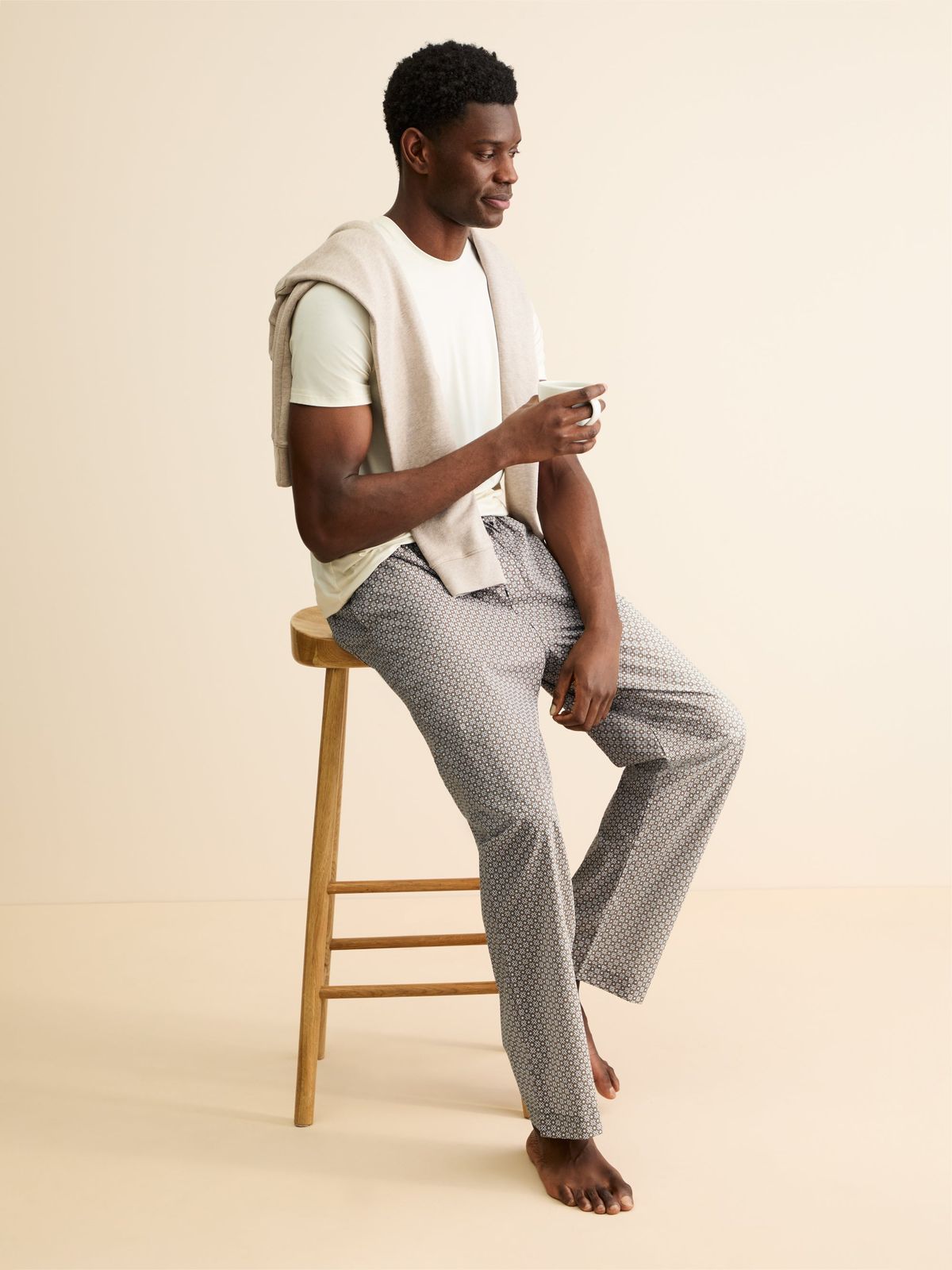Ledbury Cotton Batiste Lounge Trousers Taupe London Geo Cross