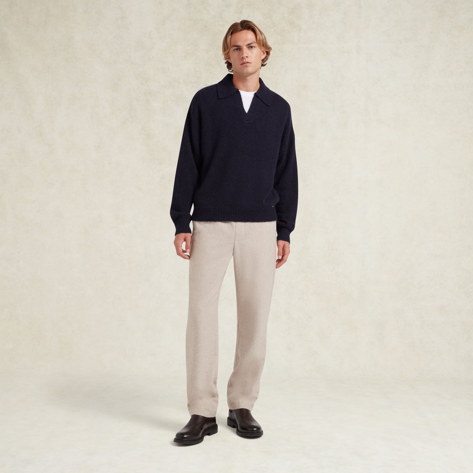 Holmes Wool Blend Trouser - Beige