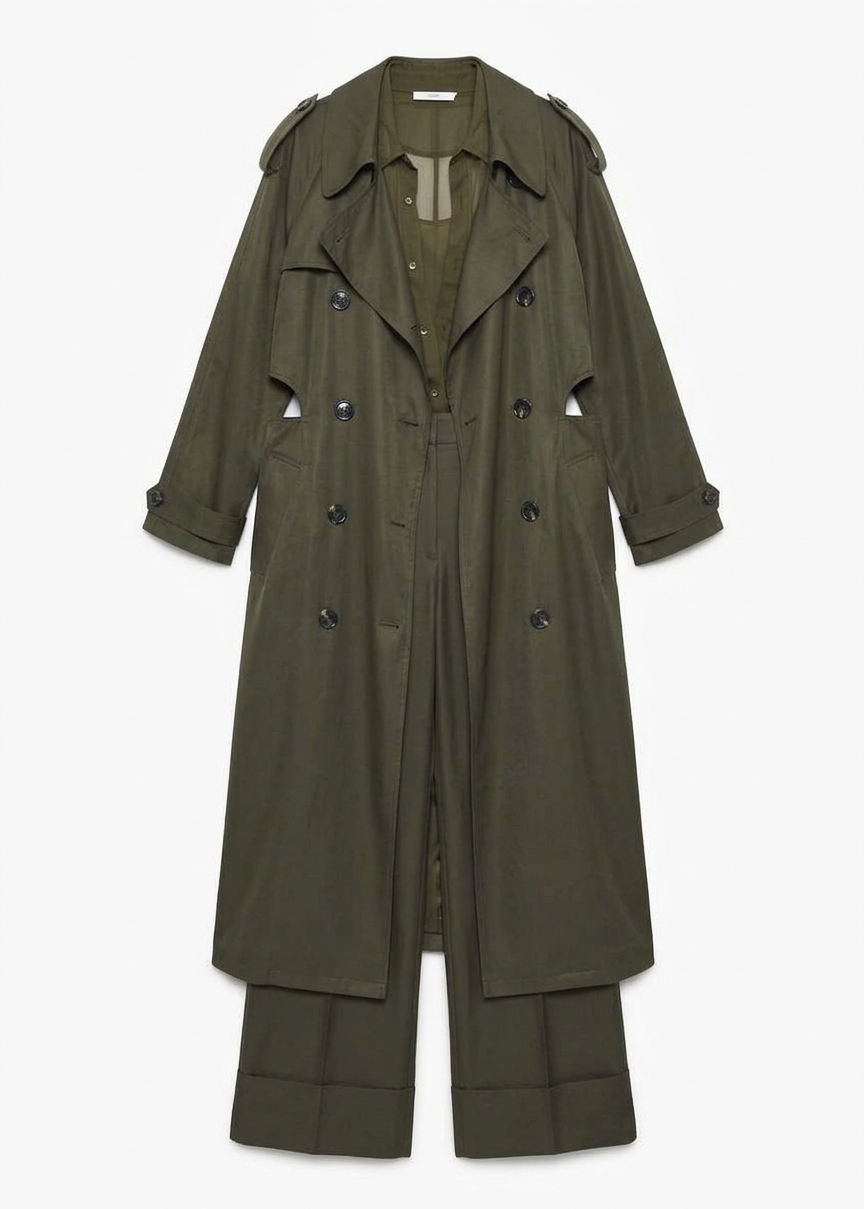 Veyron Silk Trench - Khaki