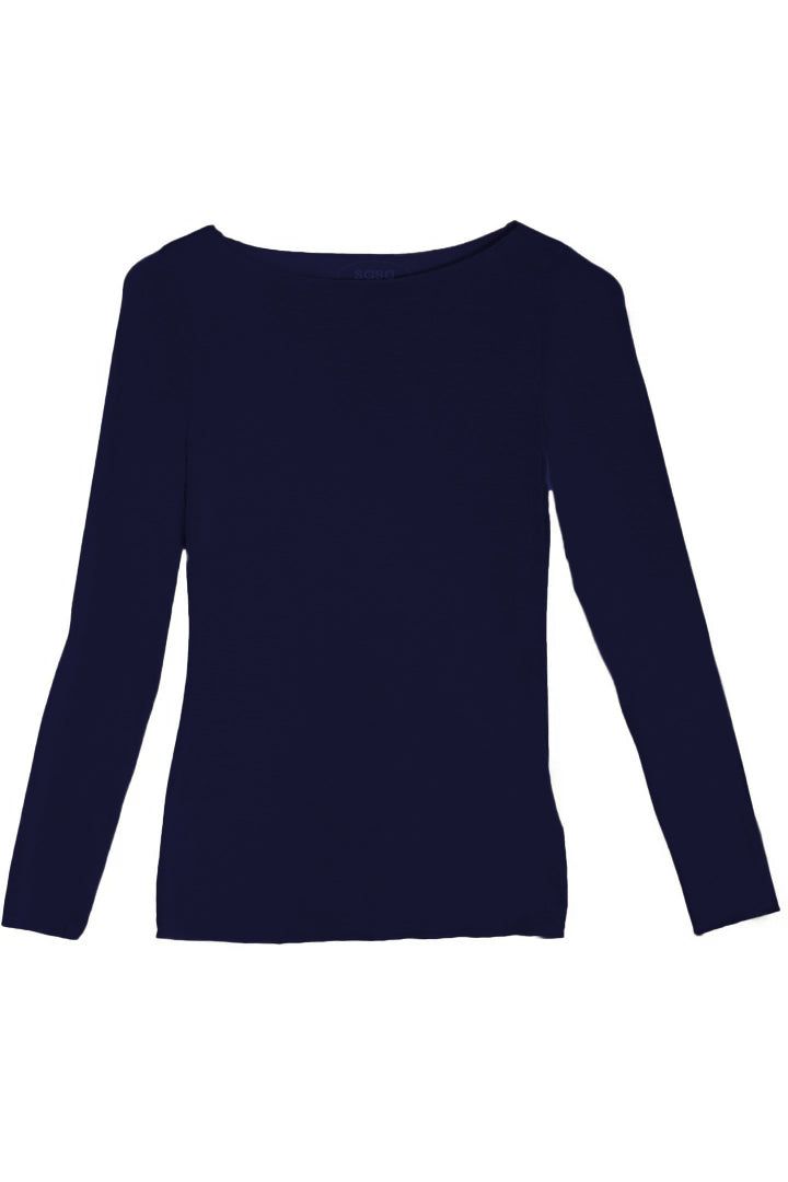 Slash-Neck Base Layer In Navy