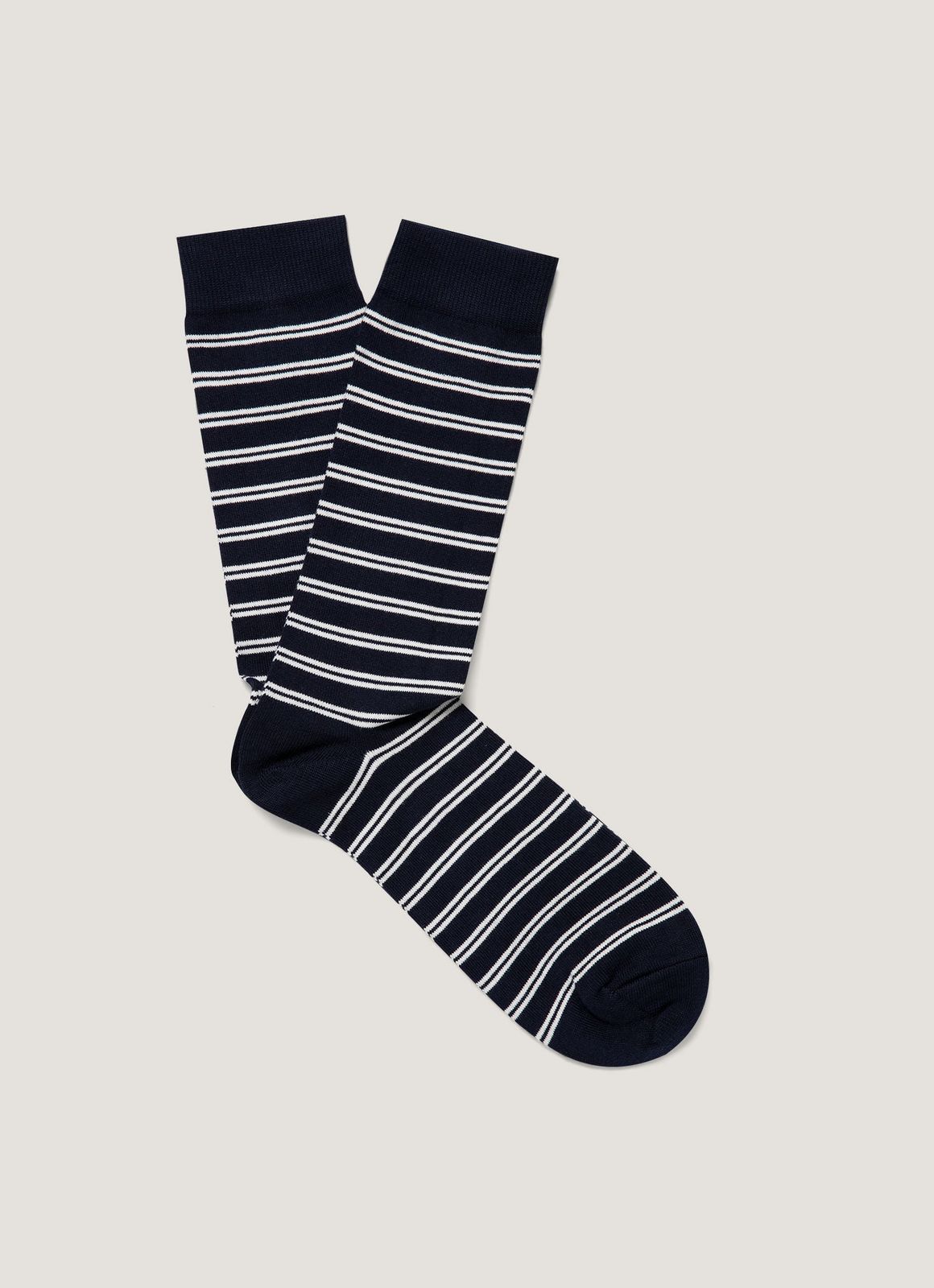 Men's Cotton Socks in Navy/Ecru