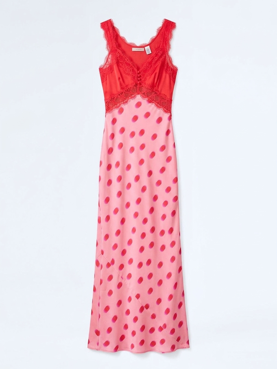 Allie Dress In Pink And Red Large Polka Dot