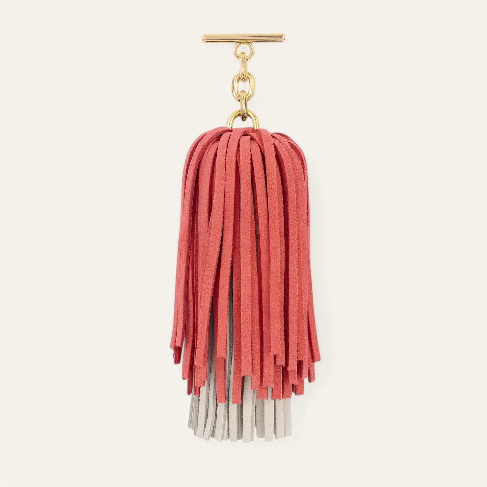 Gemini Pompom | Coral Off White with Gold hardware