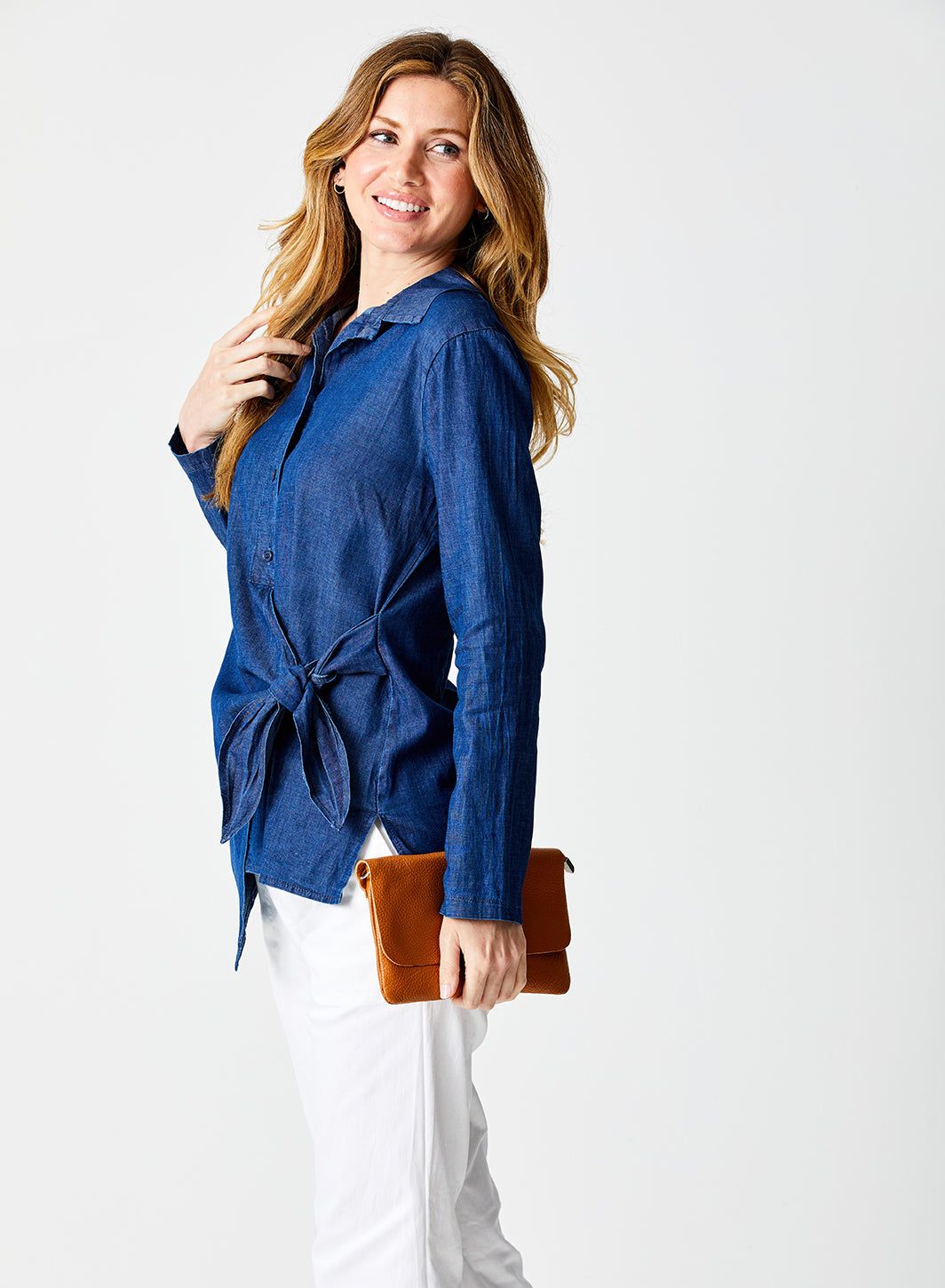 Ginosa Side Tie Denim Shirt