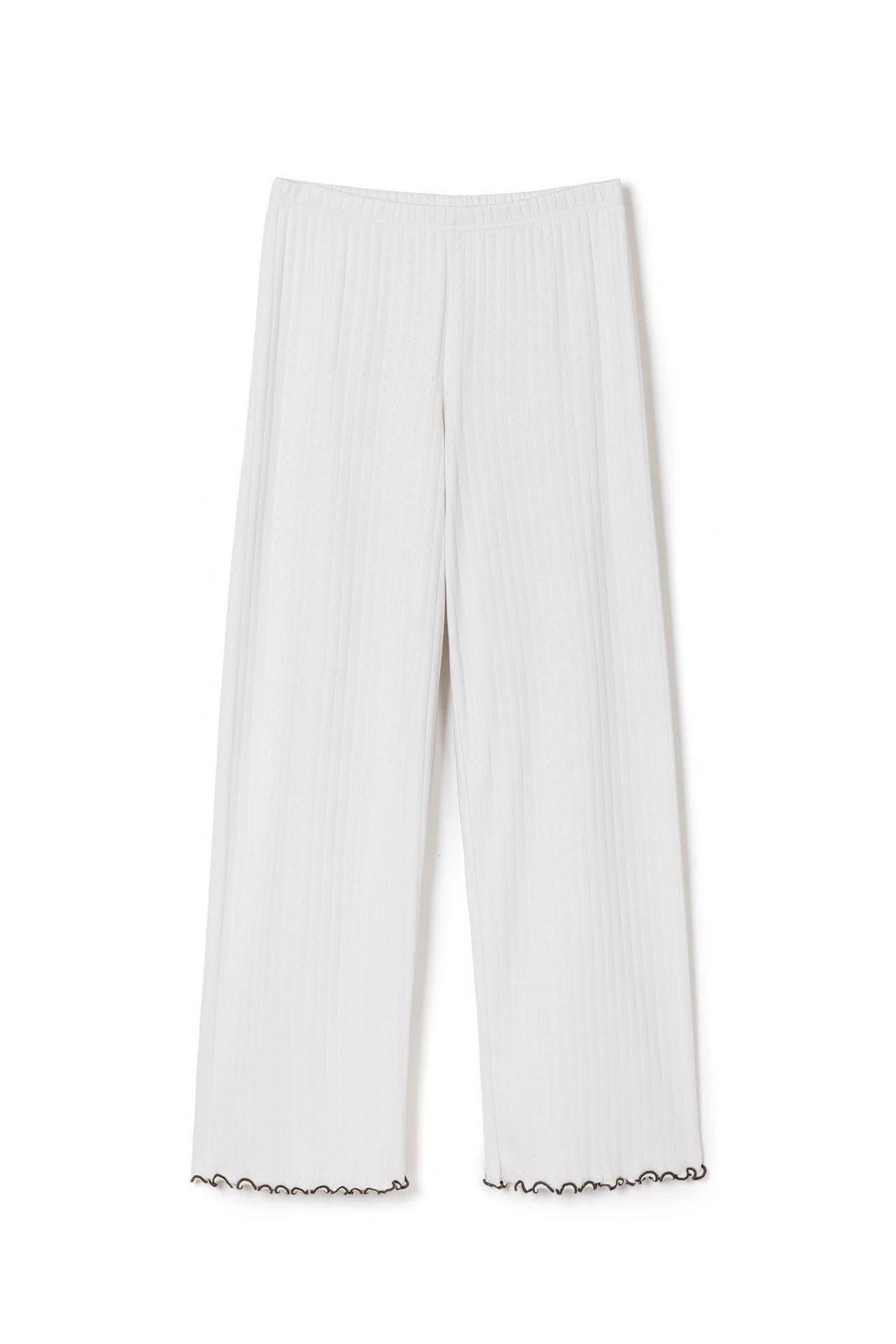 Pointelle Jersey Lounge Trouser Cream/brown
