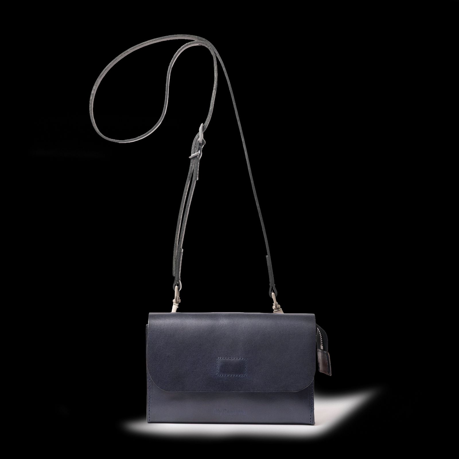Jean Boundary Leather Crossbody Bag in Navy