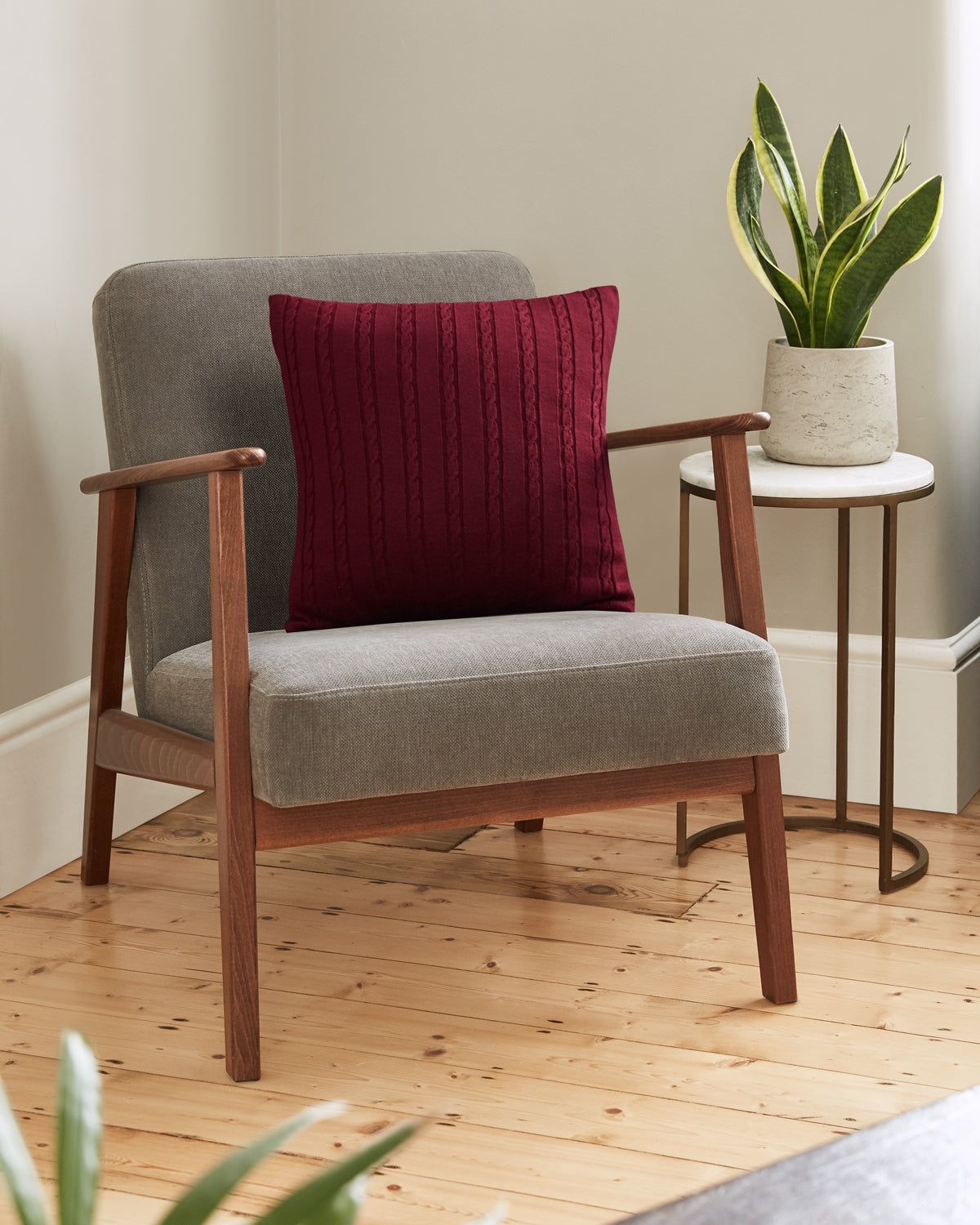 Cable Stitch Cushion - Red Wine