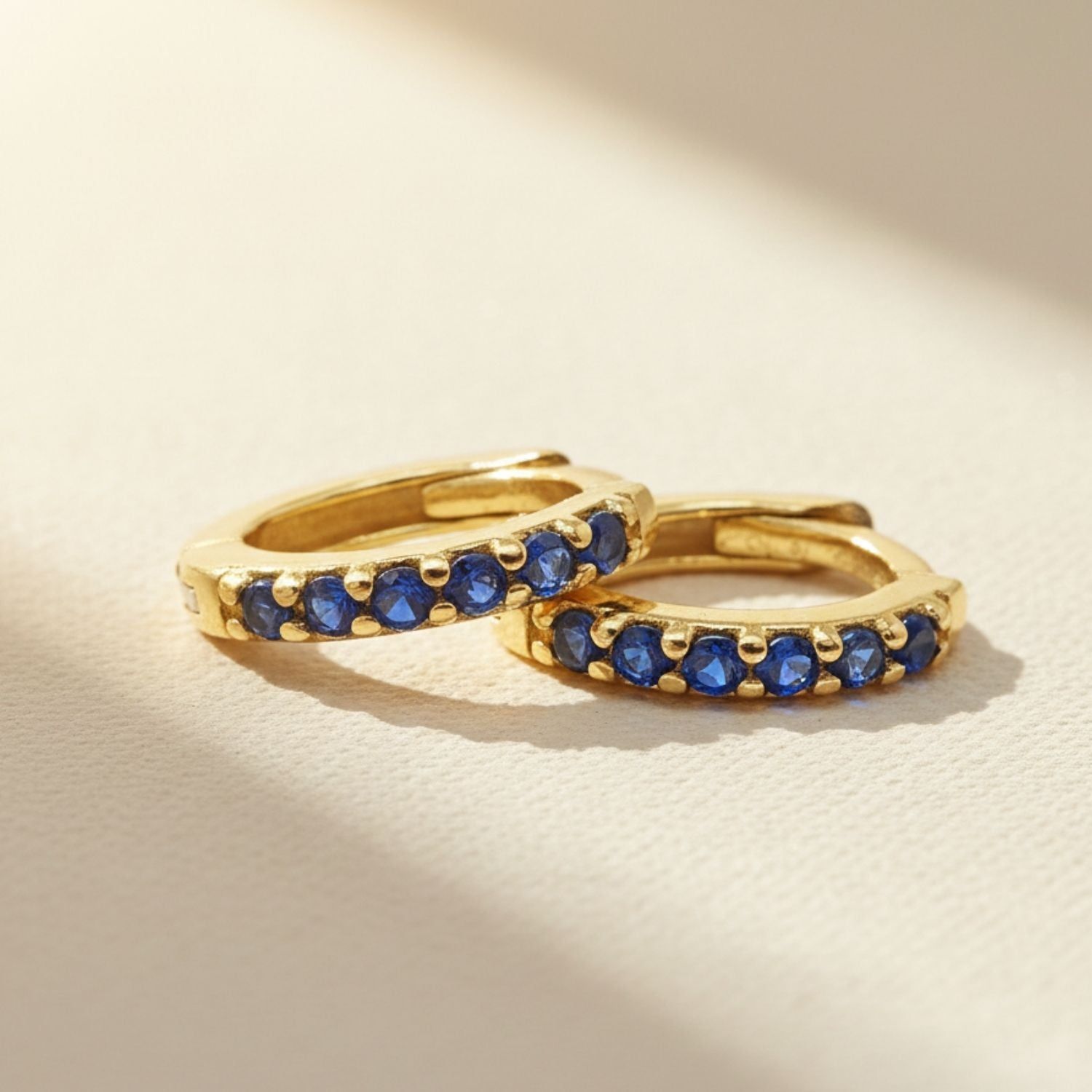 Sapphire September Birthstone Huggie Hoop Earrings