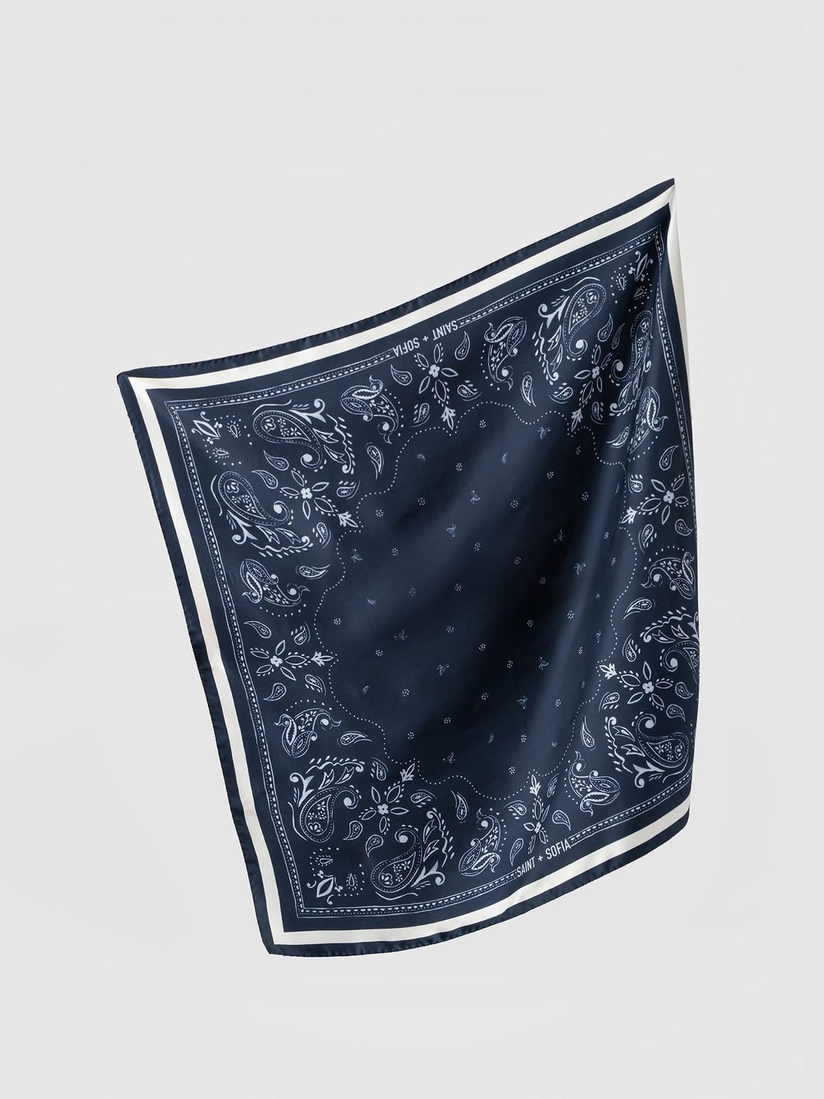Ryder Silk Scarf - Navy Paisley