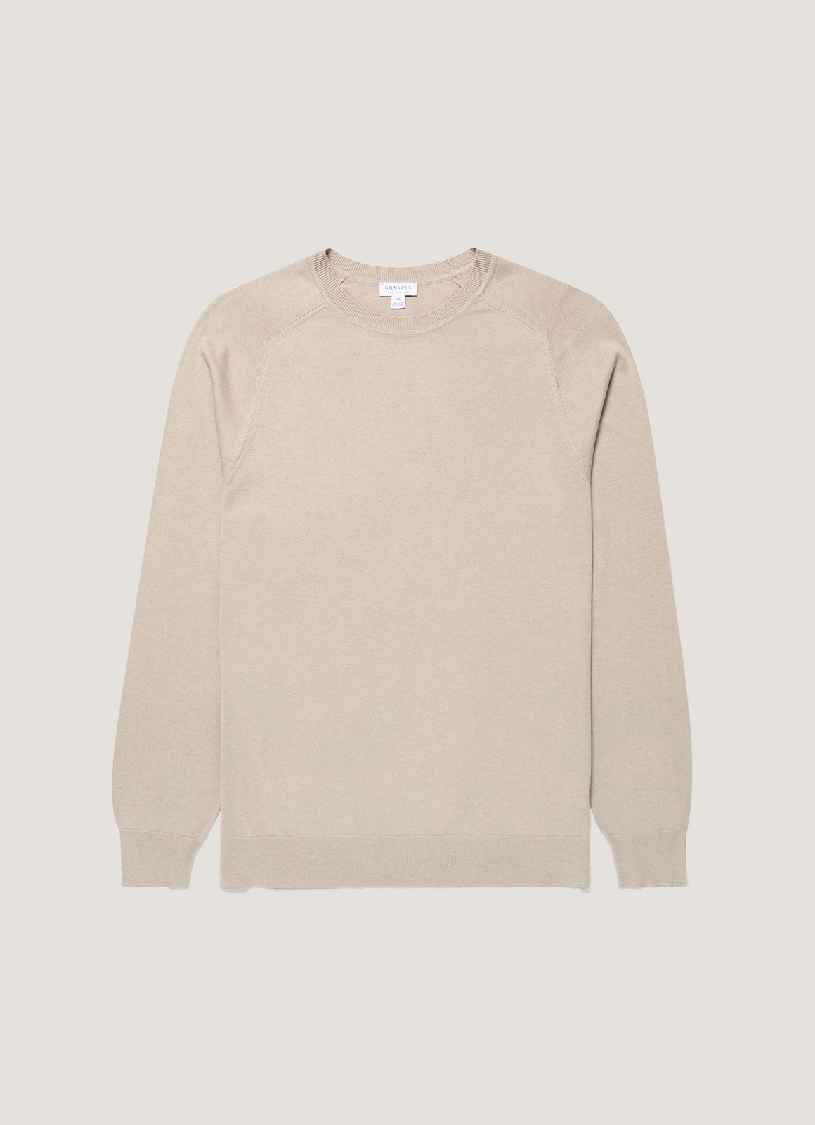 Men's Sea Island Cashmere Crew Neck Jumper in Stone