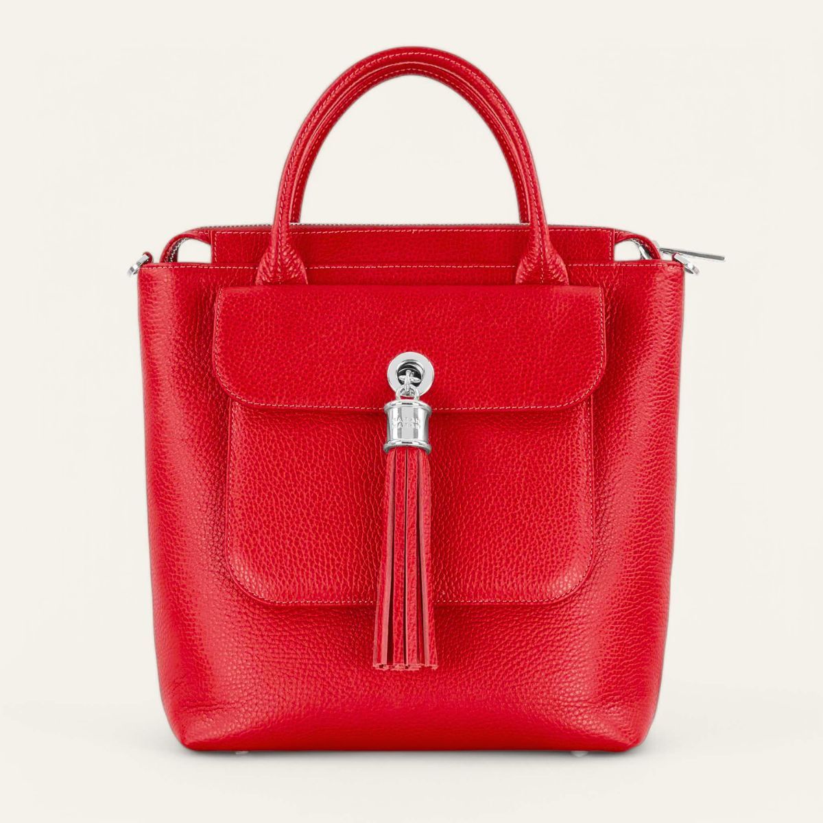 Mini P Backpack | Pillarbox Red with Silver hardware