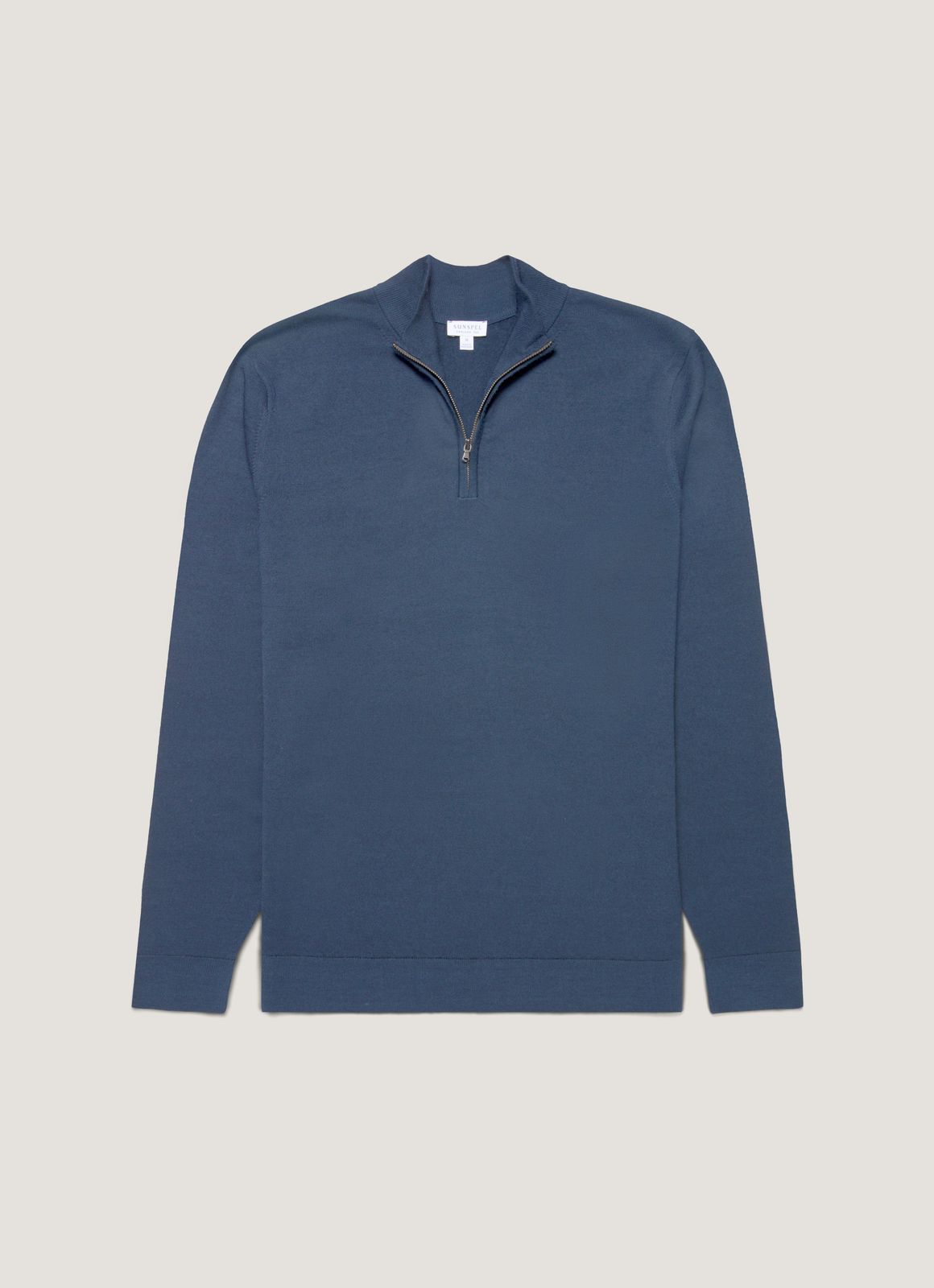 Men's Extra-Fine Merino Half Zip Jumper in Slate Blue