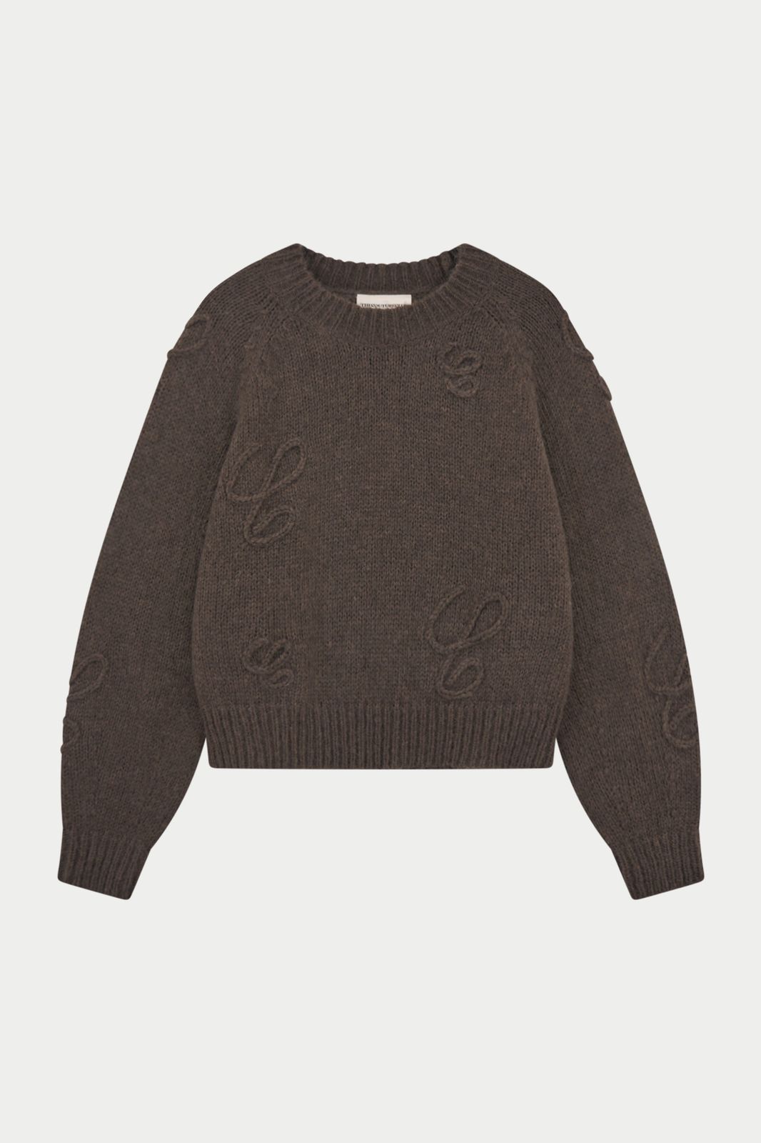 SCRIPT APPLIQUE OVERSIZED JUMPER - COCOA