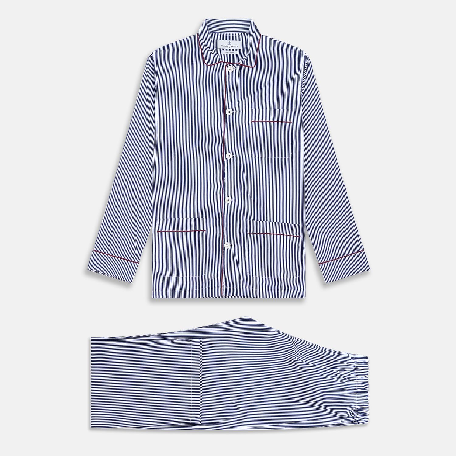 Navy & White Stripe Cotton Modern Pyjama Set