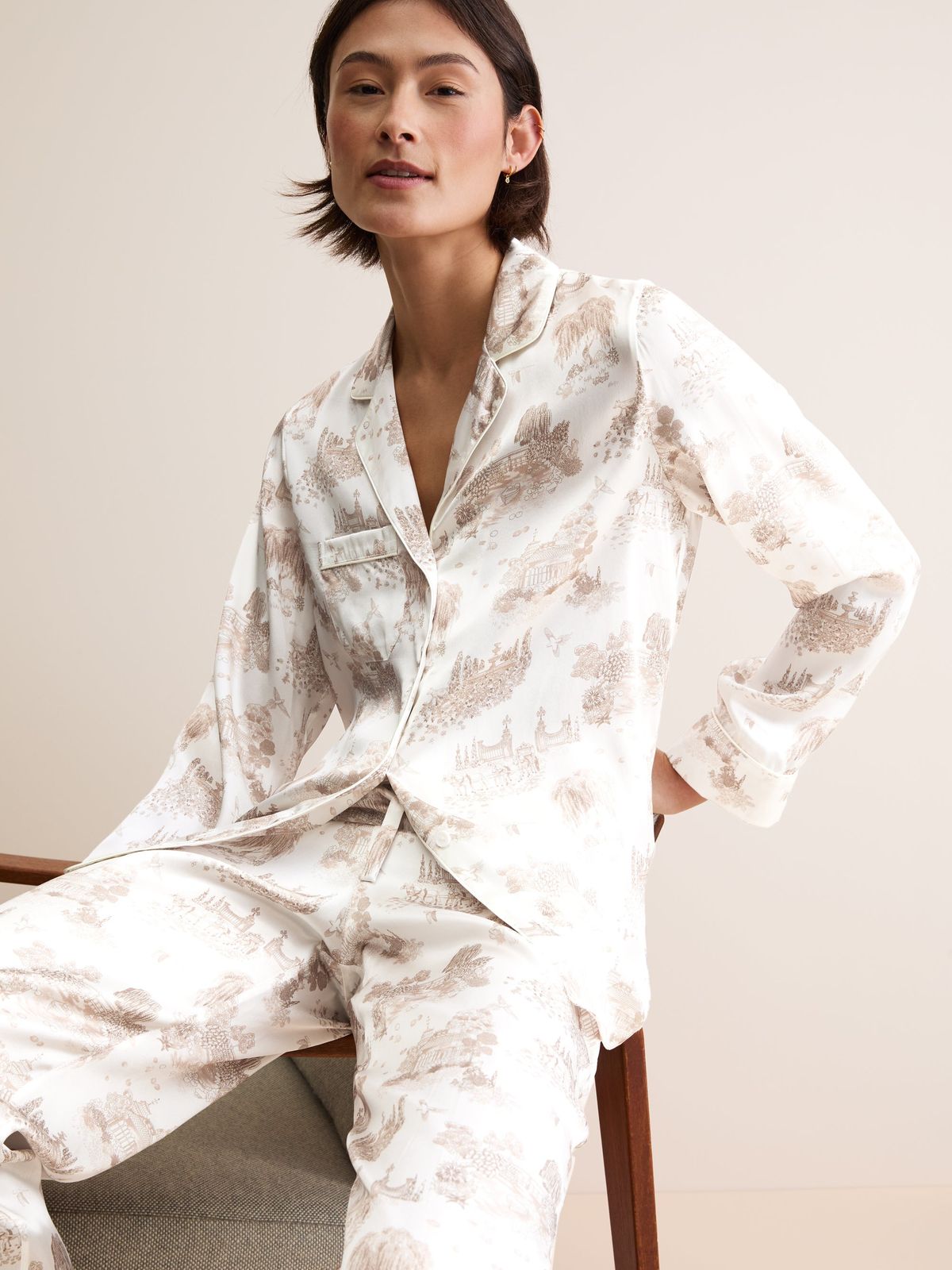 Brindisi Silk Pyjamas Ivory London Toile