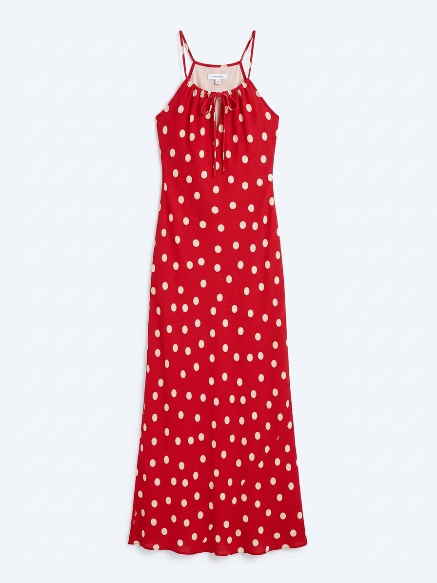 Cecile Dress In Red And Cream Polka Dot