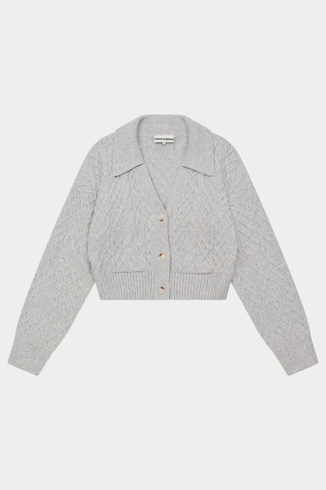 CABLE KNIT CARDIGAN - GREY MARL