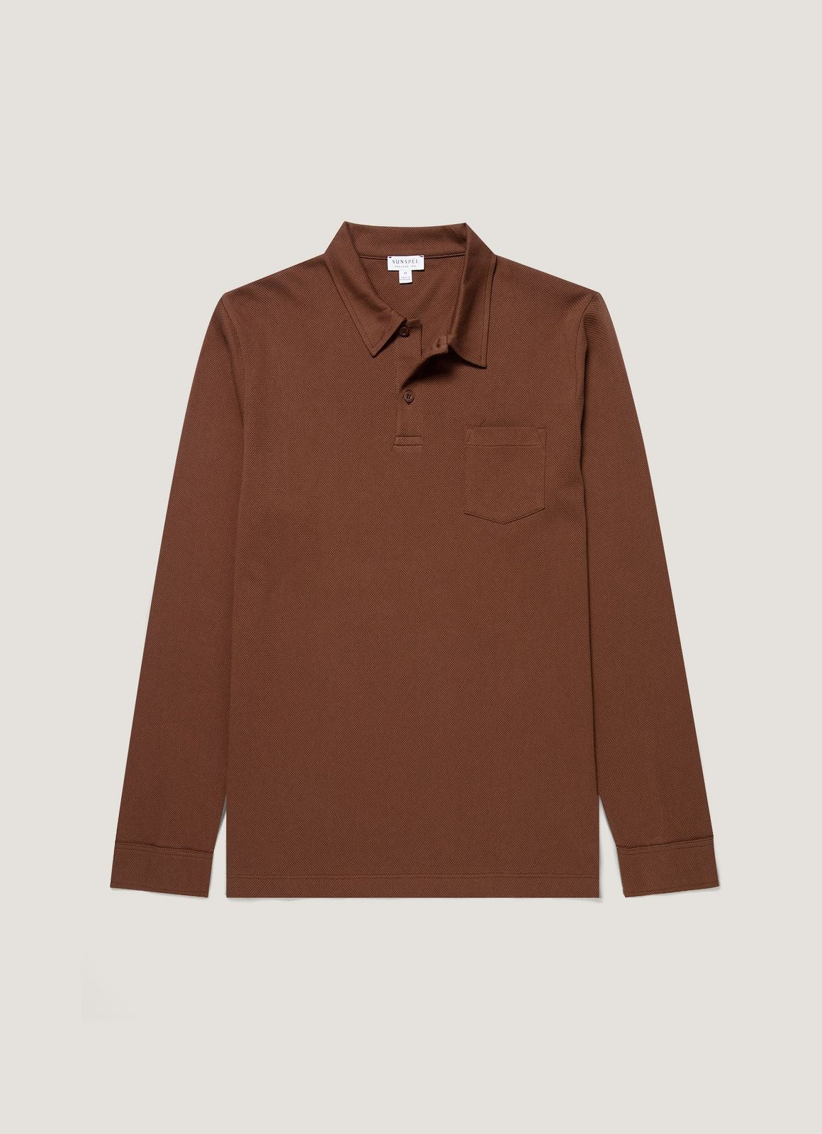 Men's Long Sleeve Riviera Polo Shirt in Chestnut