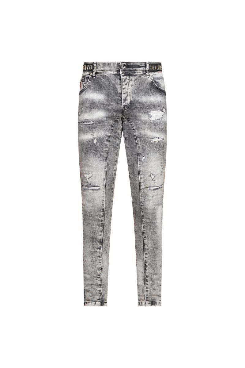 Mario Morato Grey Washed Distressed Skinny Jeans