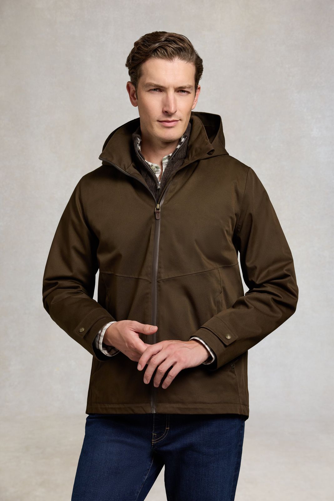 Men's Essential Waterproof Jacket (Olive Brown)