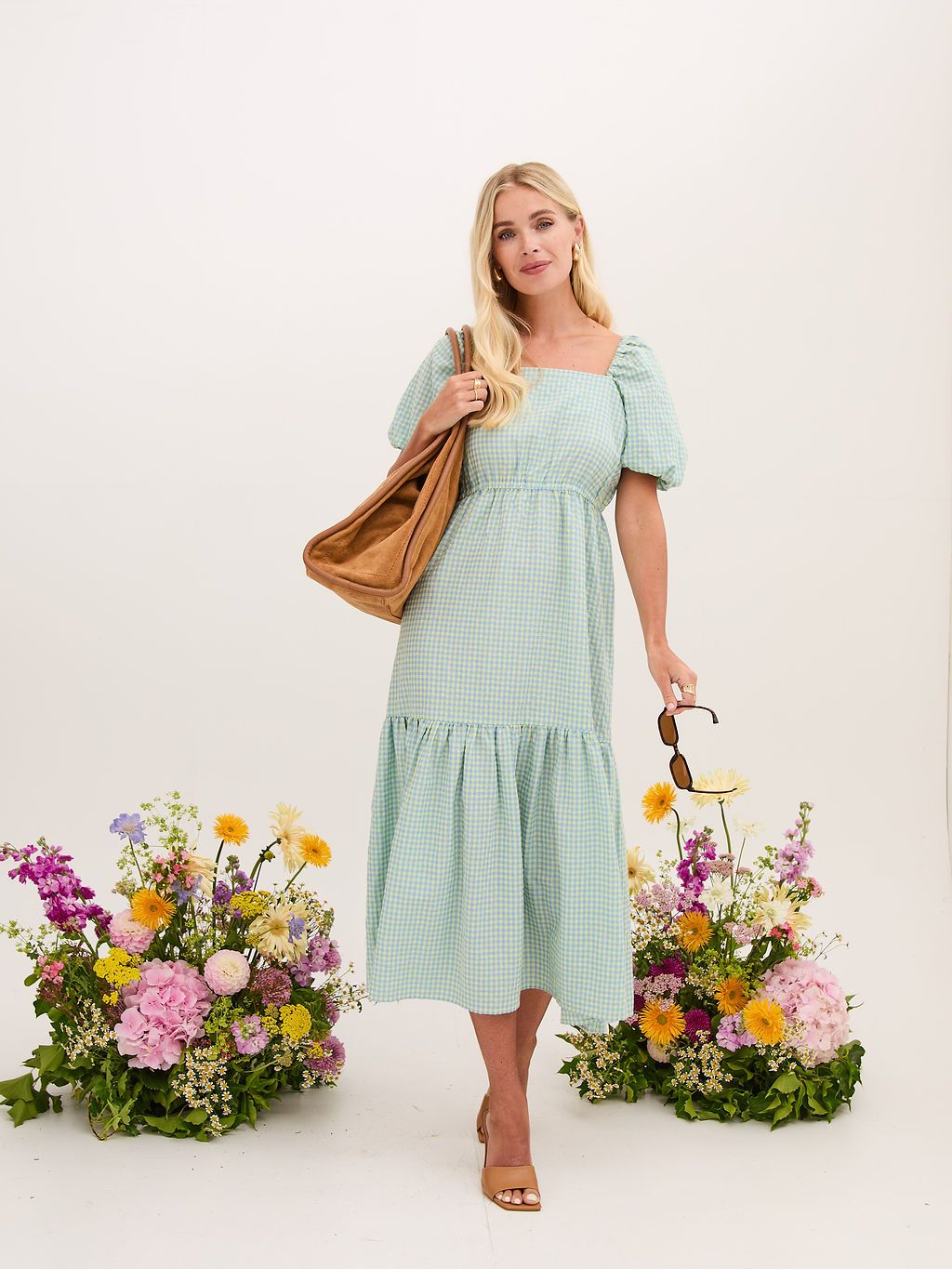Eliza Gingham Midi Dress