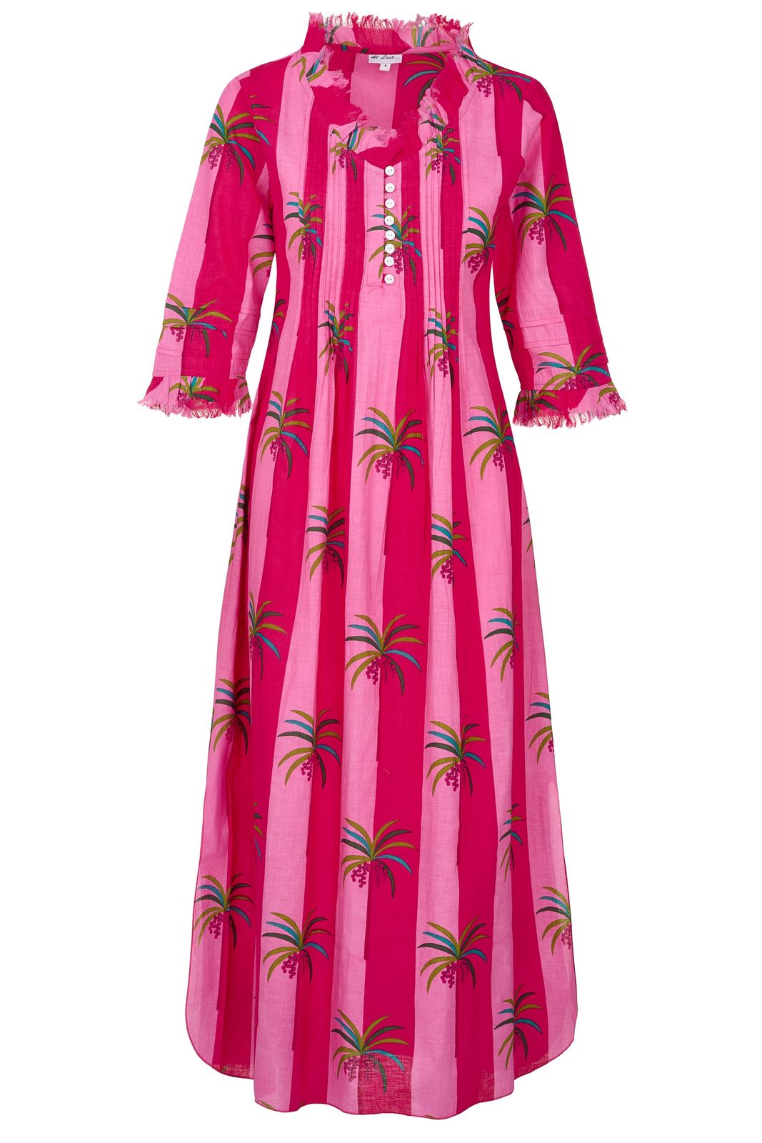 Cotton Annabel Maxi Dress In Pink Palm