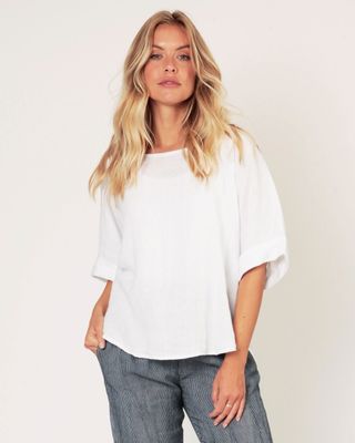 Sofia Linen Cuff Sleeve Top