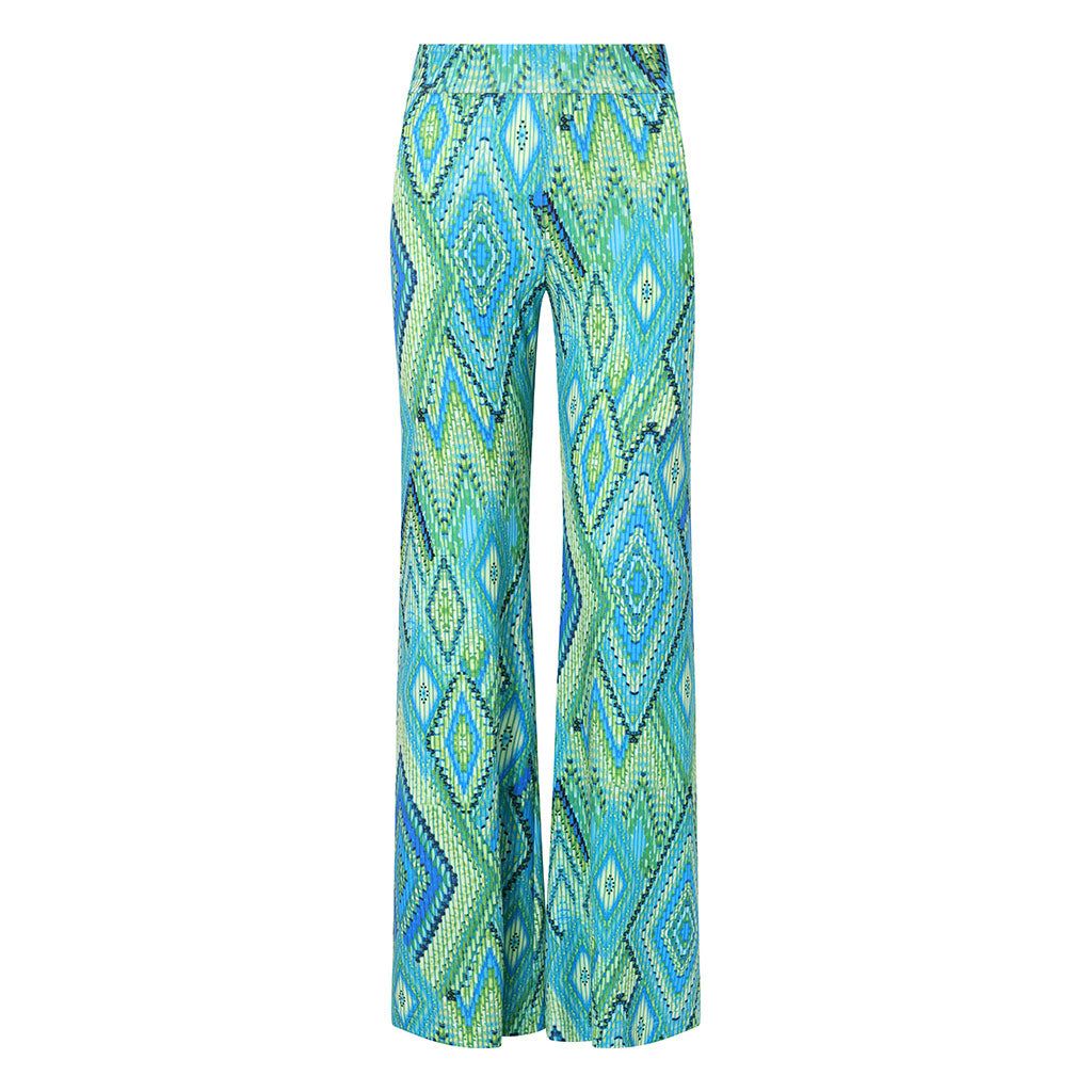 Green Haze Wide Stretch Flare Trousers