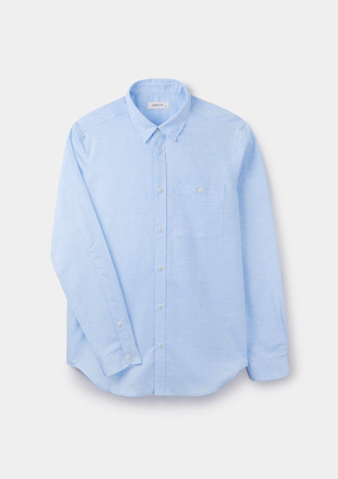 Pale Blue Cotton Linen Collared Shirt