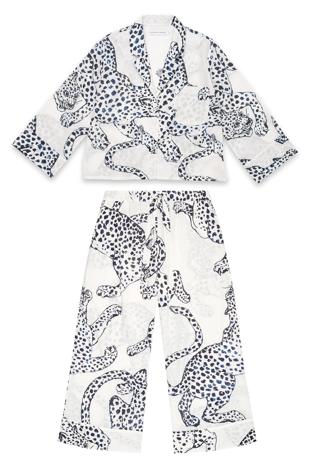 Boxy Shirt And Wide Leg Trouser Set The Jag Print Cream