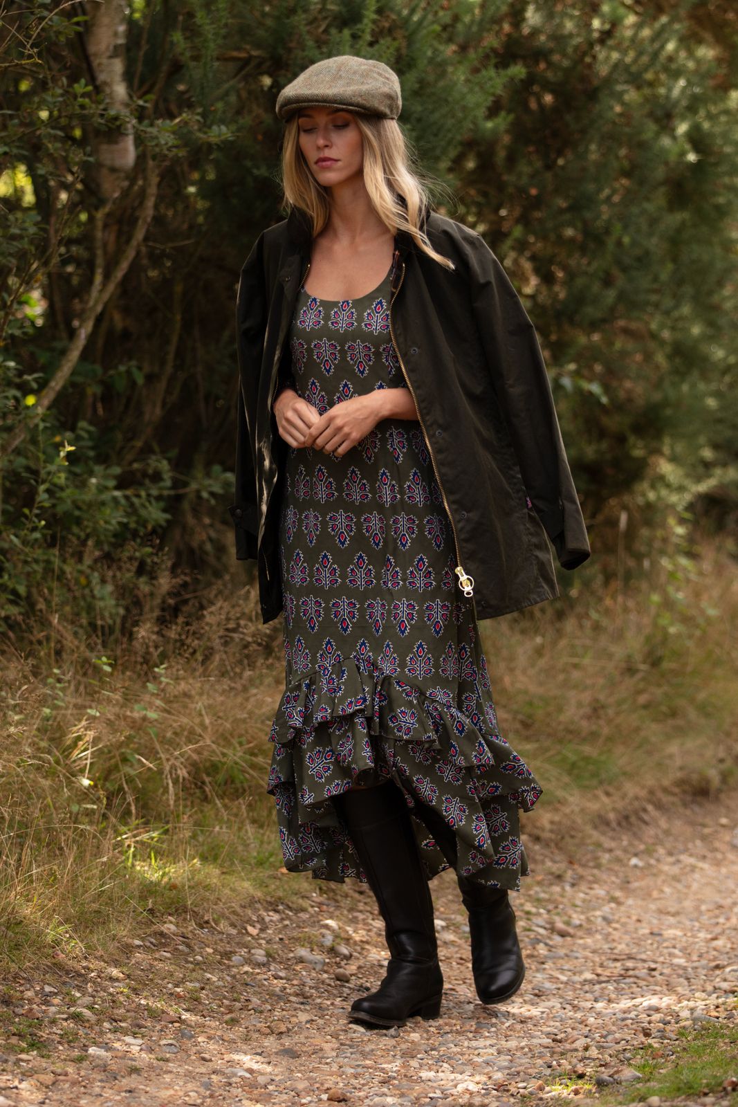 Victoria Midi Dress in Moss