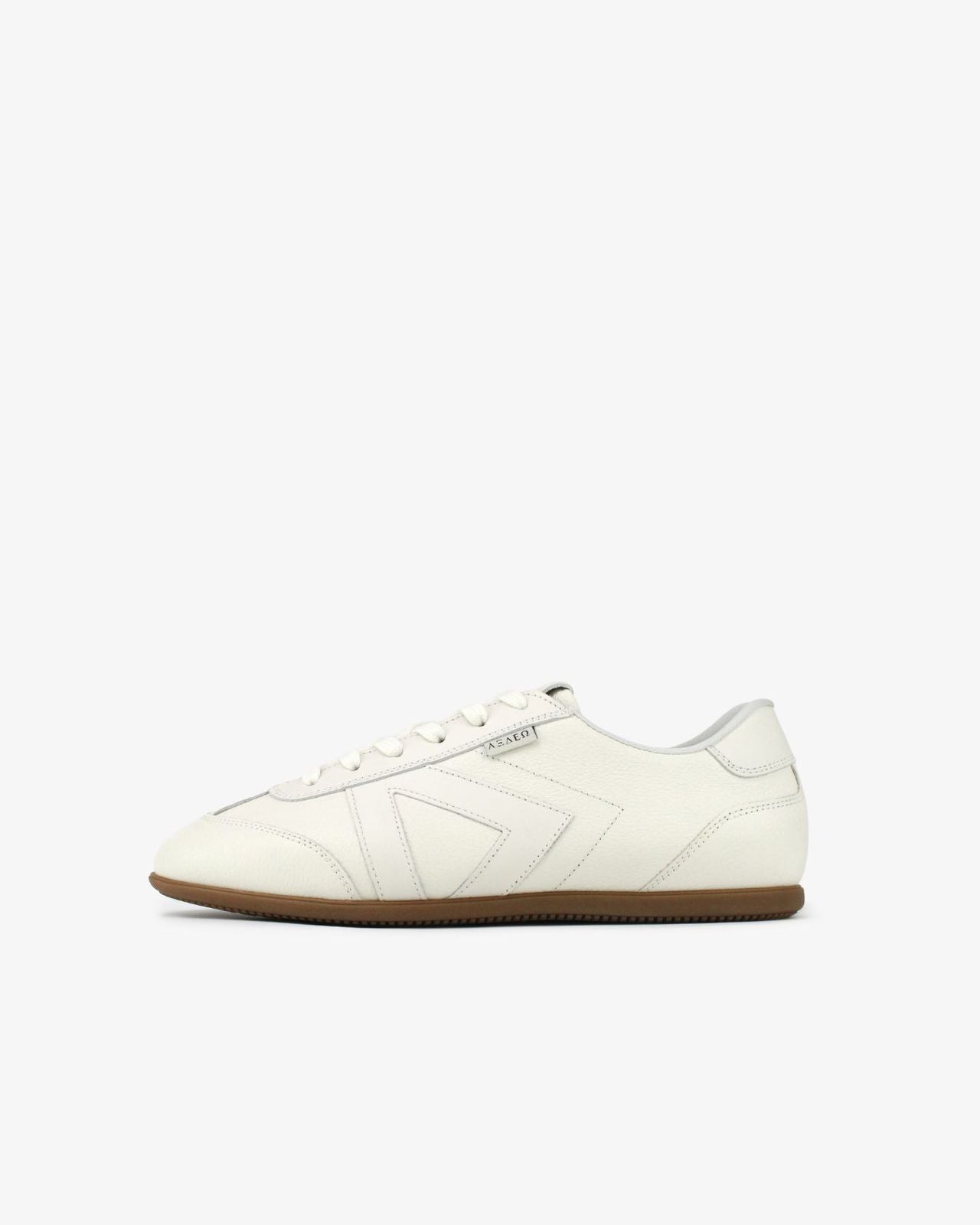 Iris Low Top Trainers - Stone Pebbled Leather
