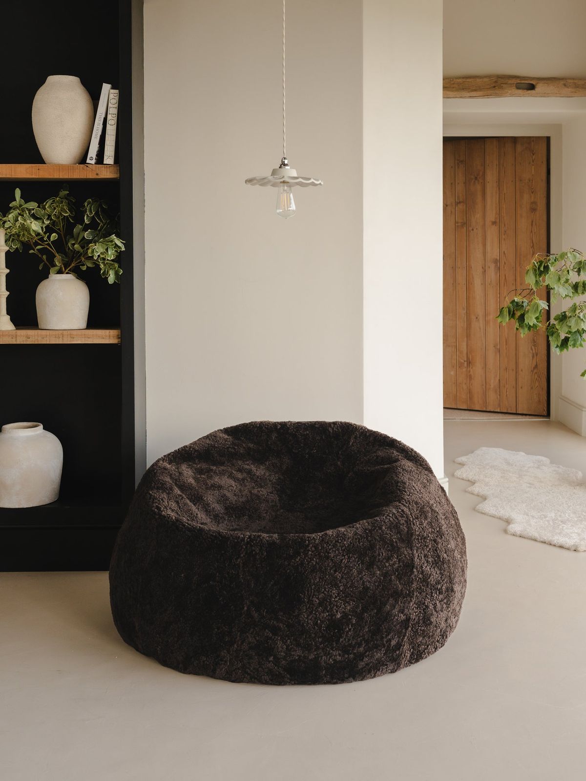 Giant Shearling Beanbag - Espresso
