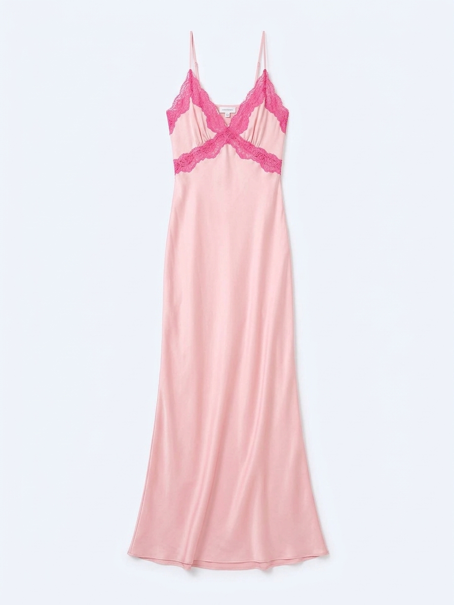 Drew Maxi Dress In Veiled Pink/pink Yarrow Lace