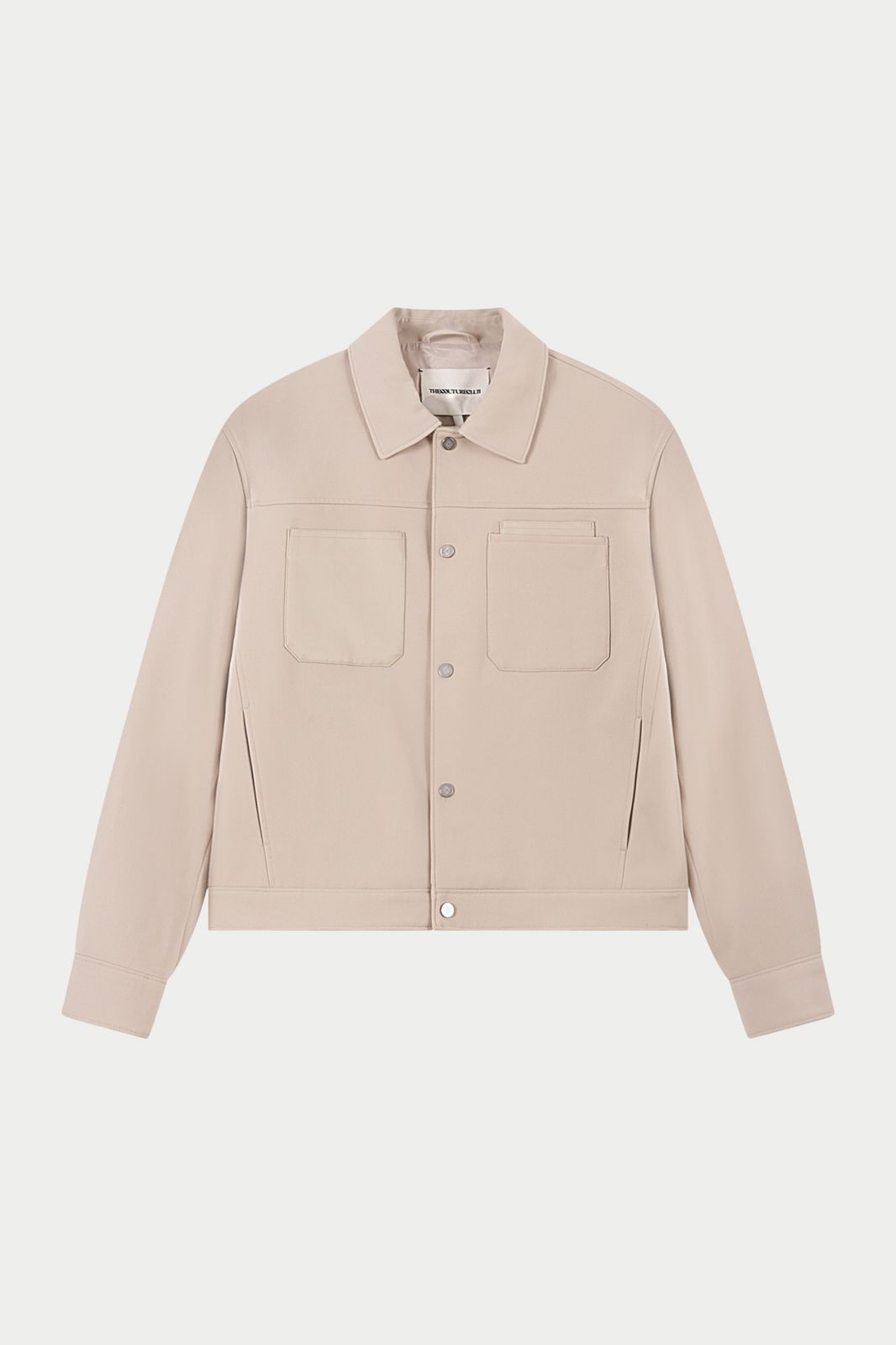 FAUX LEATHER POCKET TAILORED JACKET - STONE