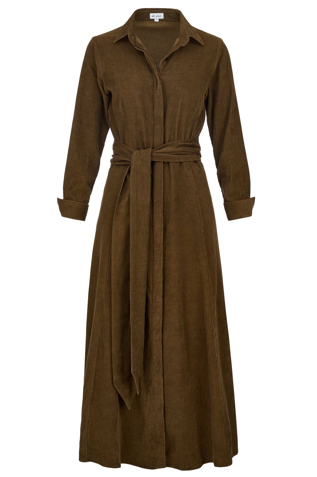 Marigold Corduroy Midi Dress In Olive