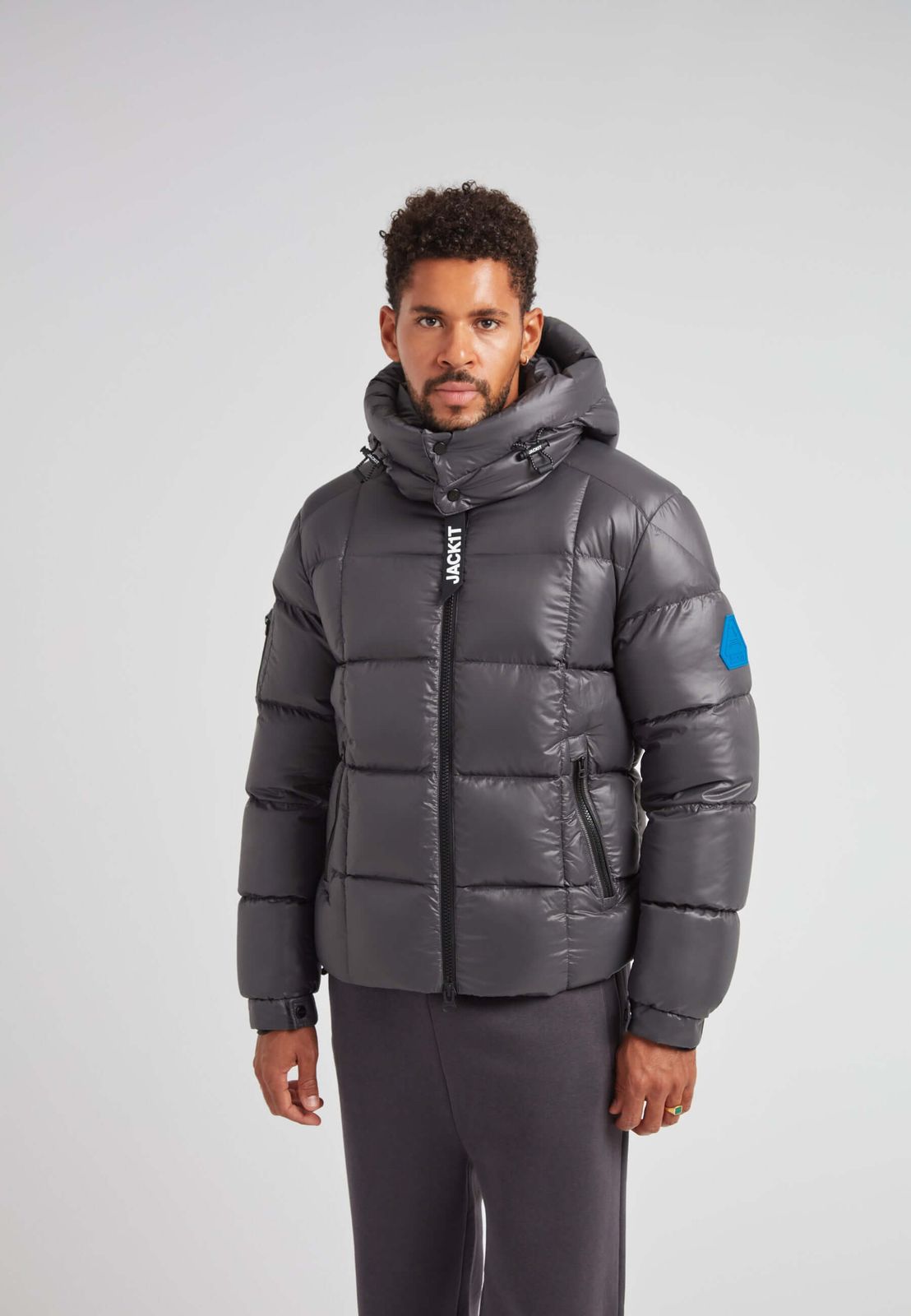 EZ Boxed Puffer Racer Jacket Lux Graphite