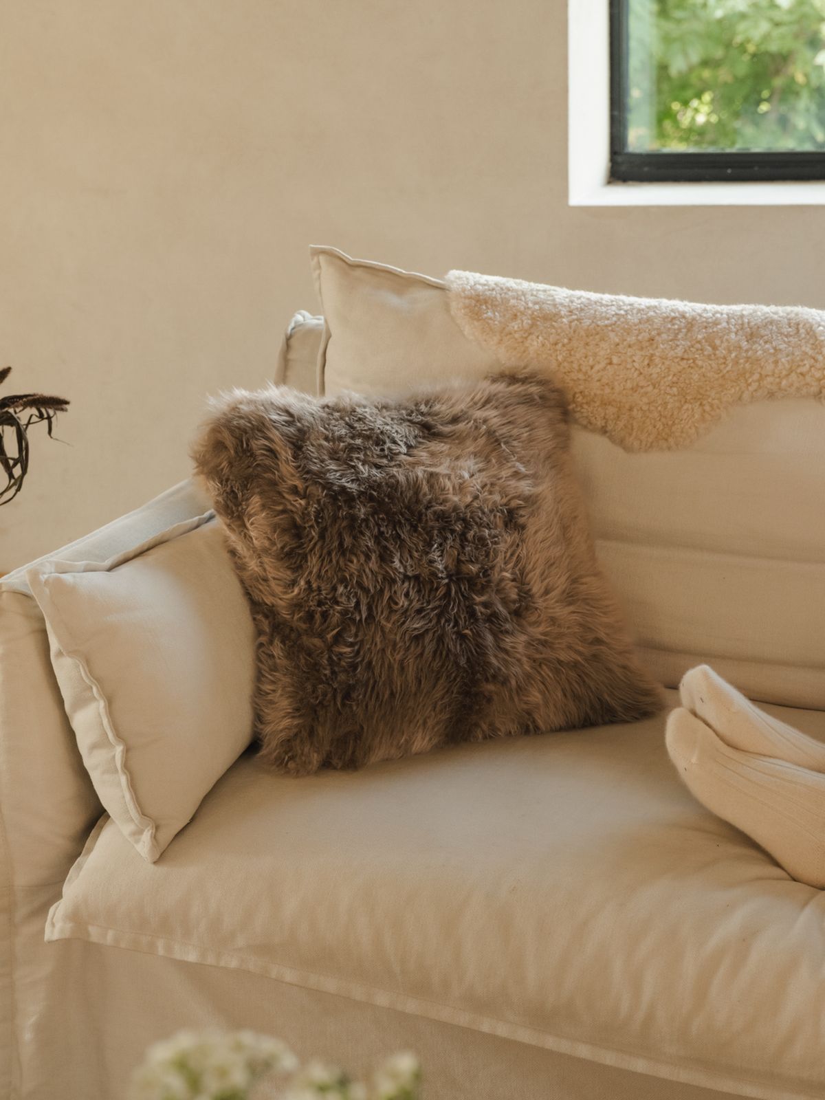 Sheepskin Cushion - Taupe