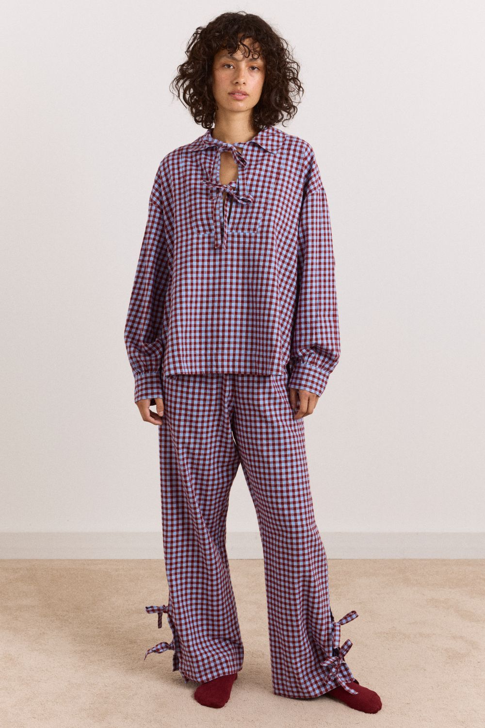 Floki Flannel Pyjama Set - Red & Blue Gingham